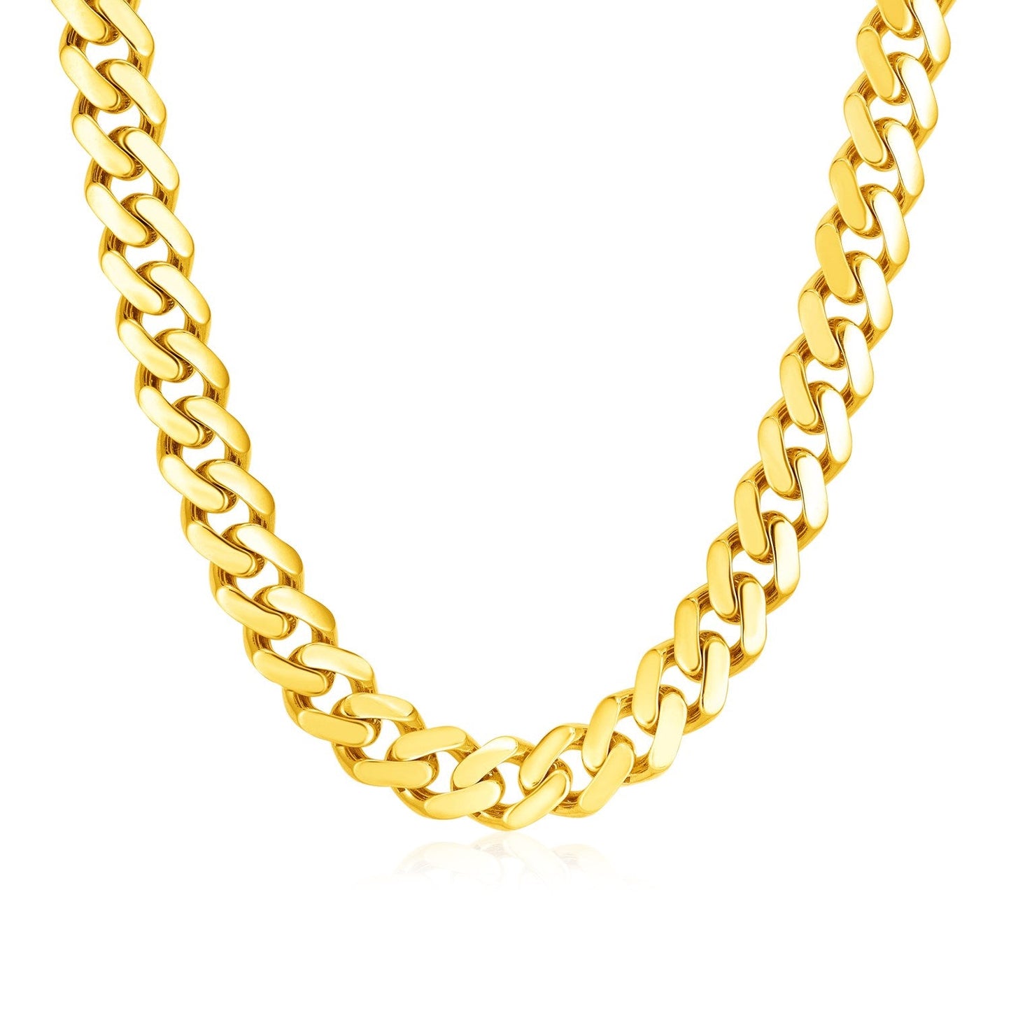 14 Karat Gelbgold polierte Miami Cuban Gliederkette Halskette