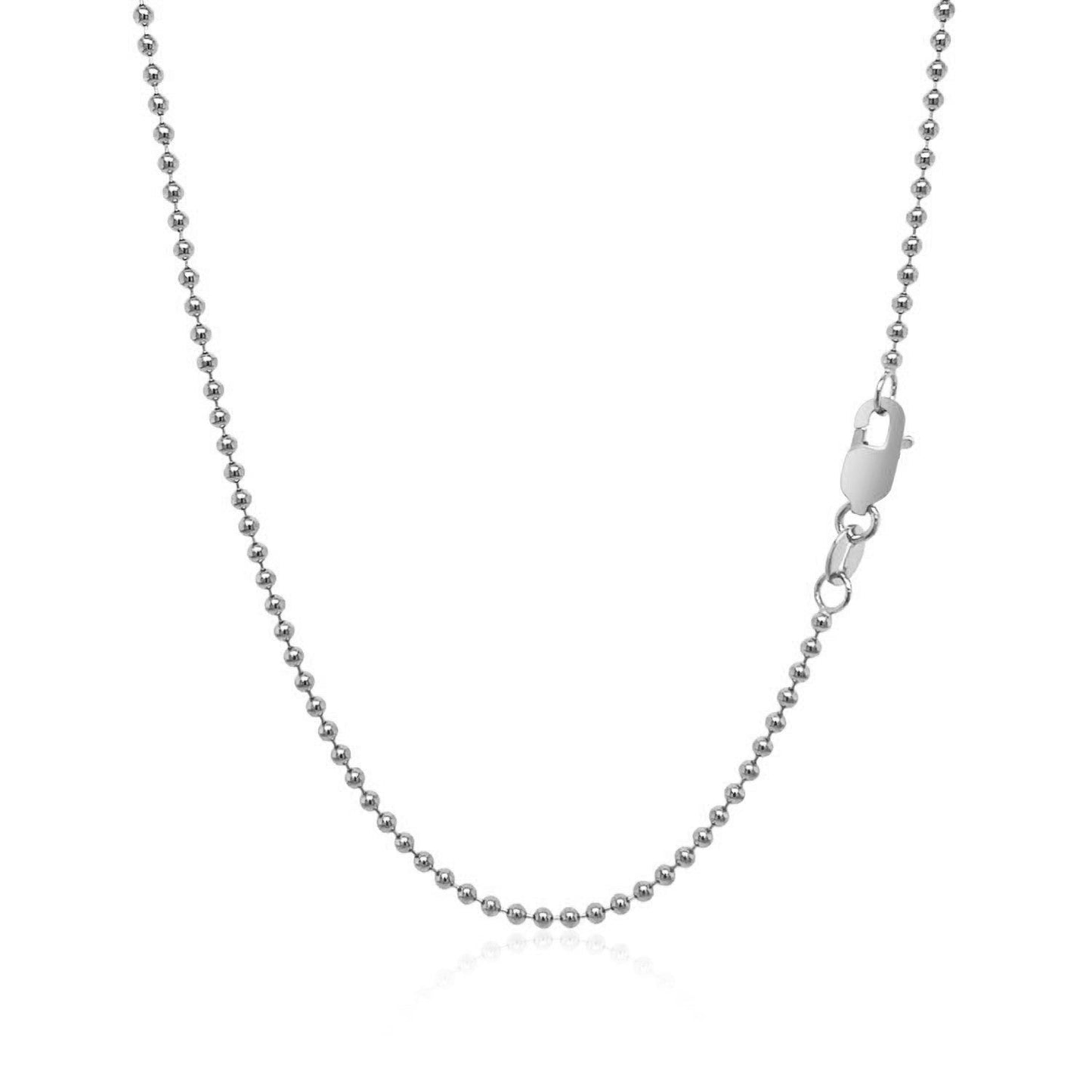 14k White Gold Bead Chain 1.5mm (1.50 mm) - ThisandThatShoppe