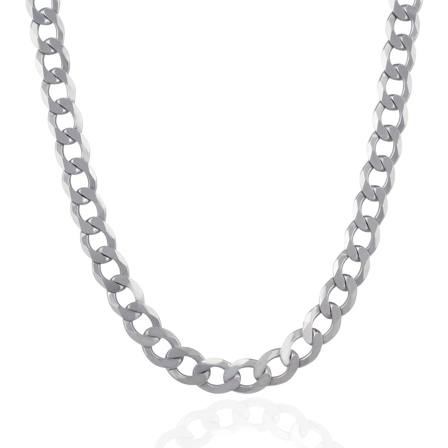 Rhodium Plated Sterling Silver Curb Style Chain (13.60 mm) - ThisandThatShoppe