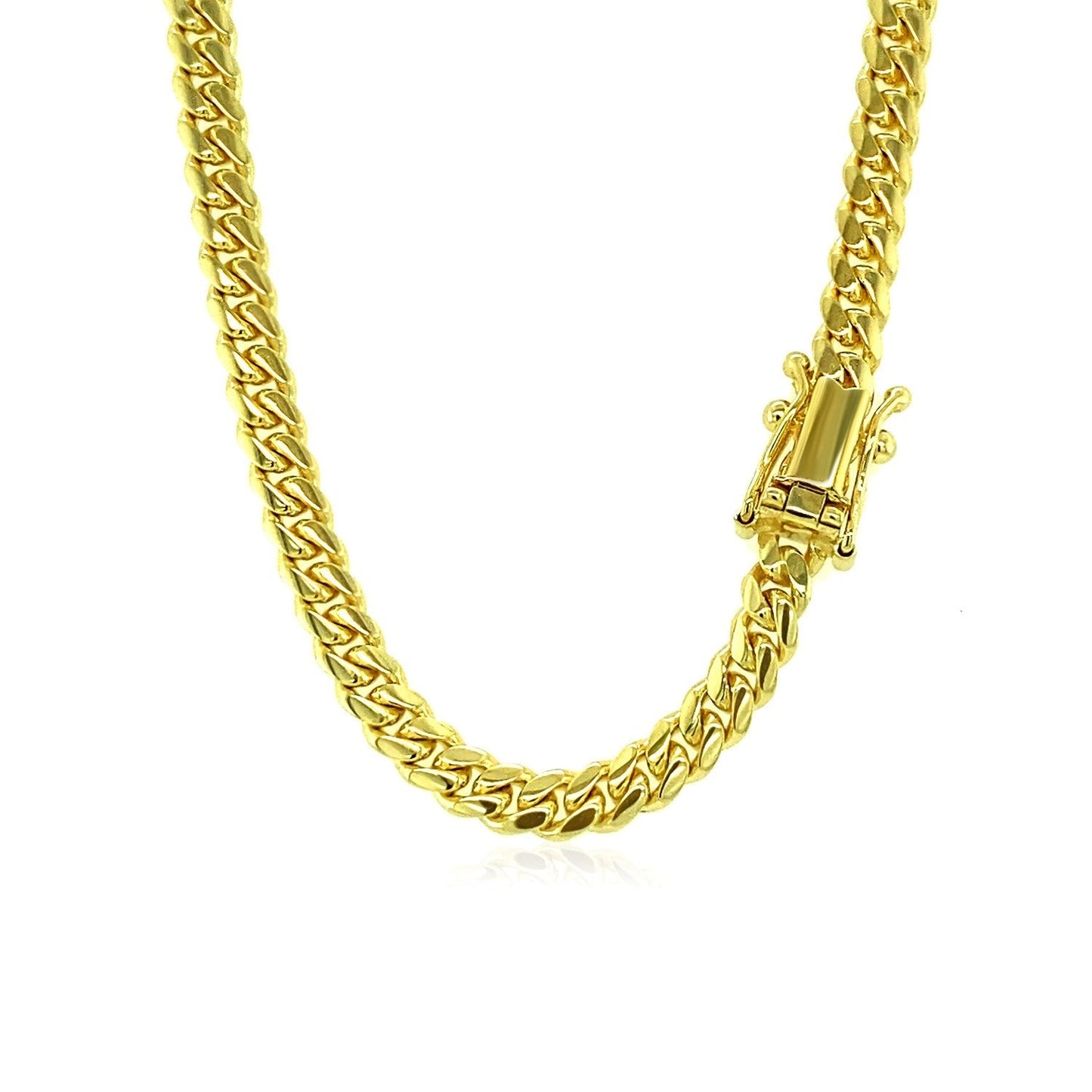 3.9mm 10k Yellow Gold Classic Miami Cuban Solid Chain - ThisandThatShoppe