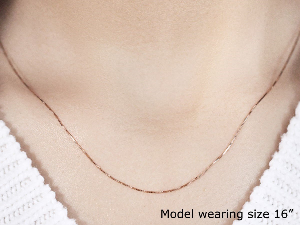 14k Rose Gold Classic Box Chain (0.45 mm) - ThisandThatShoppe
