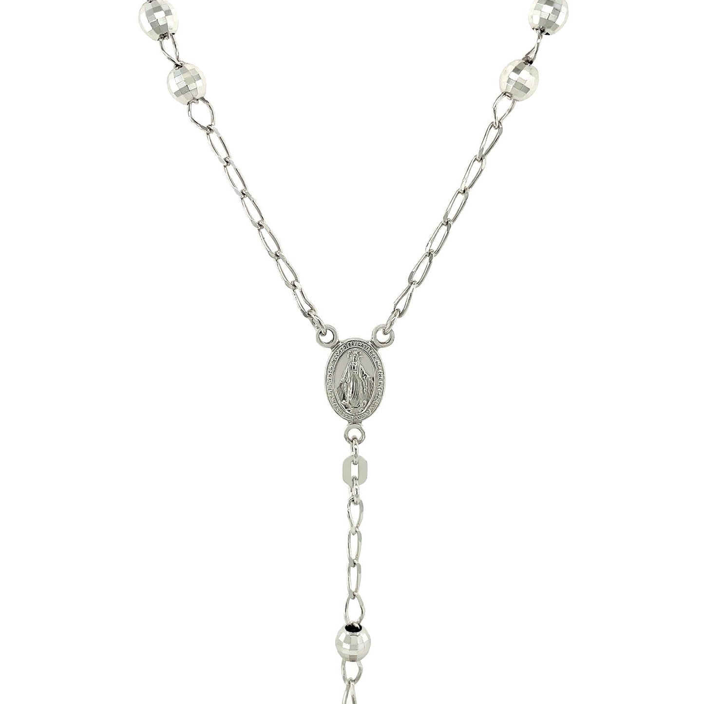 Rosary Chain and Large Bead Necklace in Sterling Silver - ThisandThatShoppe