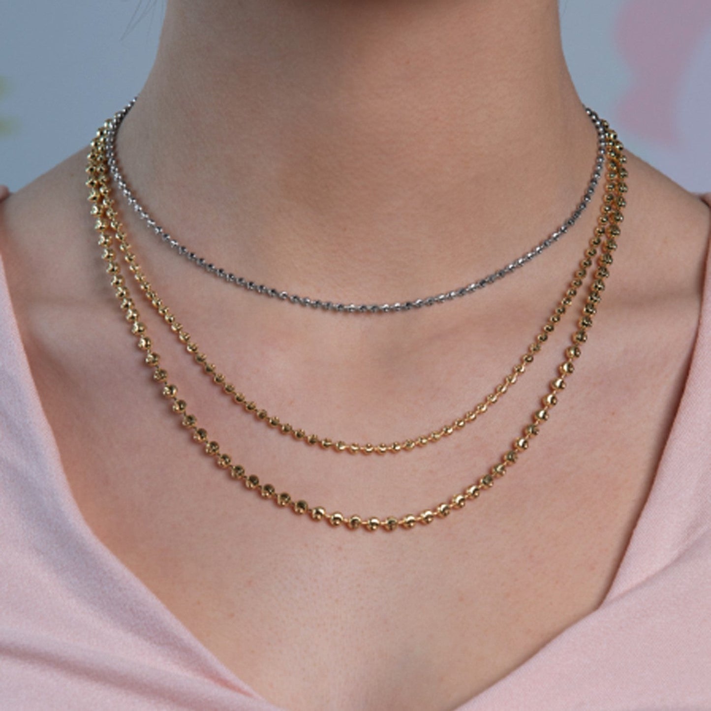 Moon Cut Bead Chain in 14k White Gold (2.50 mm) - ThisandThatShoppe