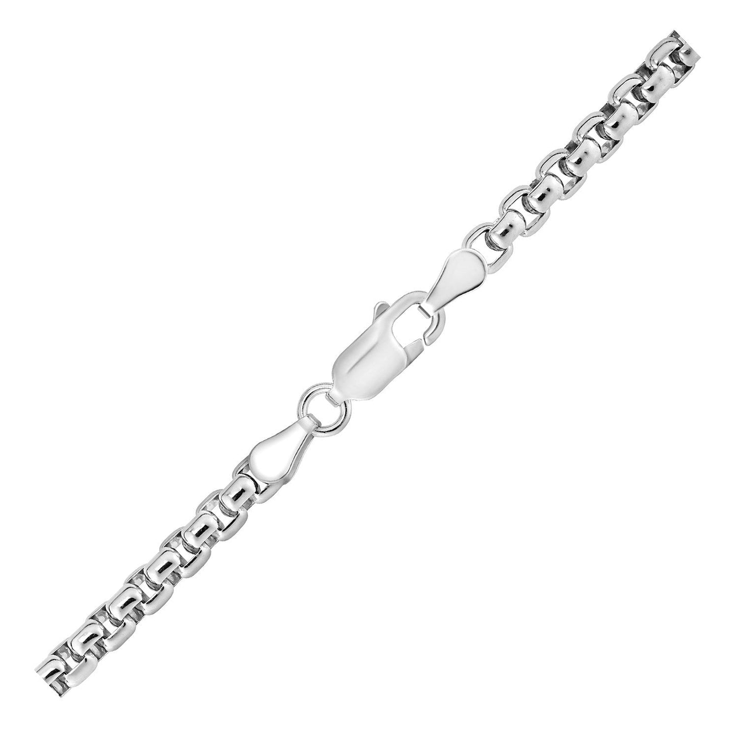 Sterling Silver Rhodium Plated Round Box Chain (3.80 mm) - ThisandThatShoppe