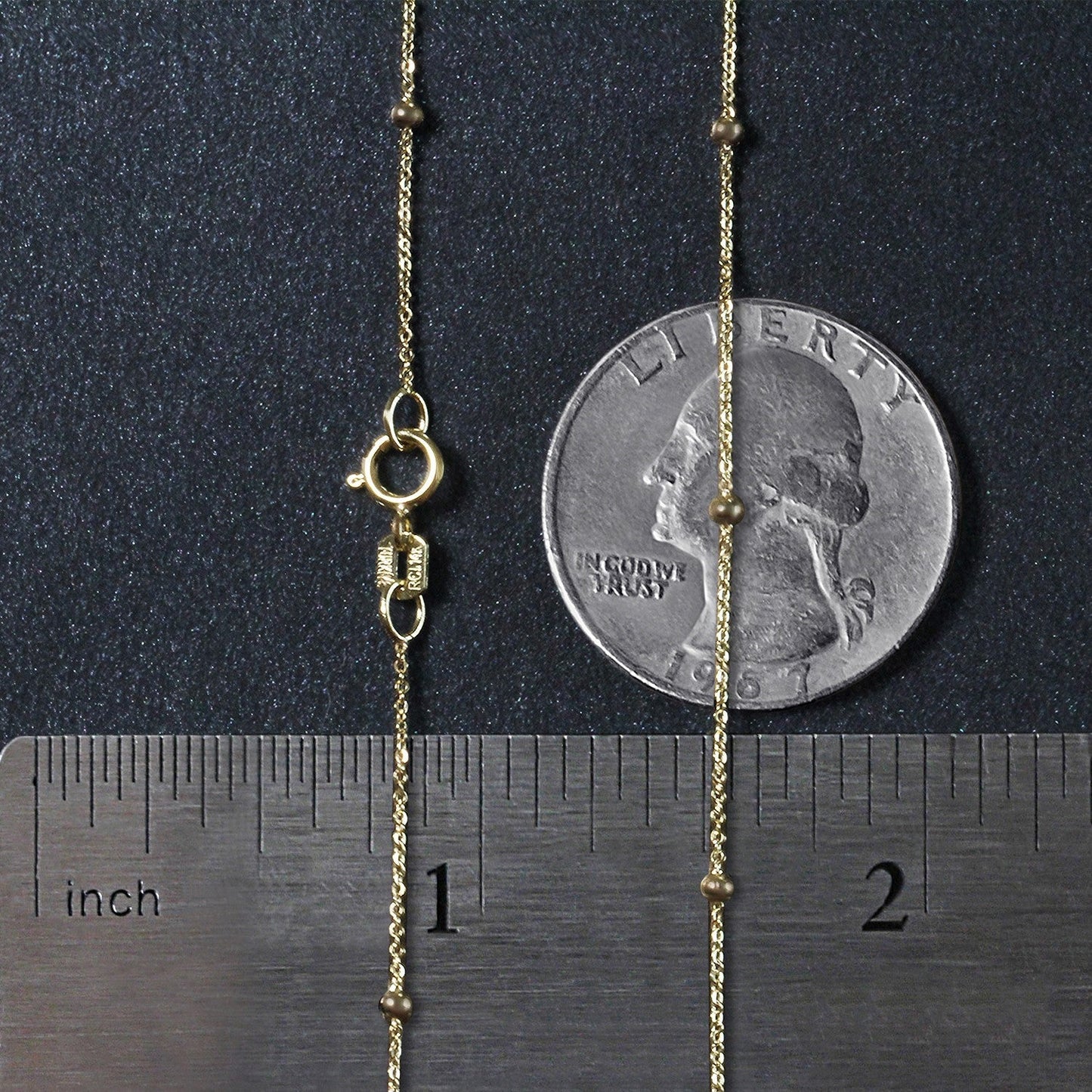 Bead Links Saturn Chain in 14k Yellow Gold (1.80 mm) - ThisandThatShoppe