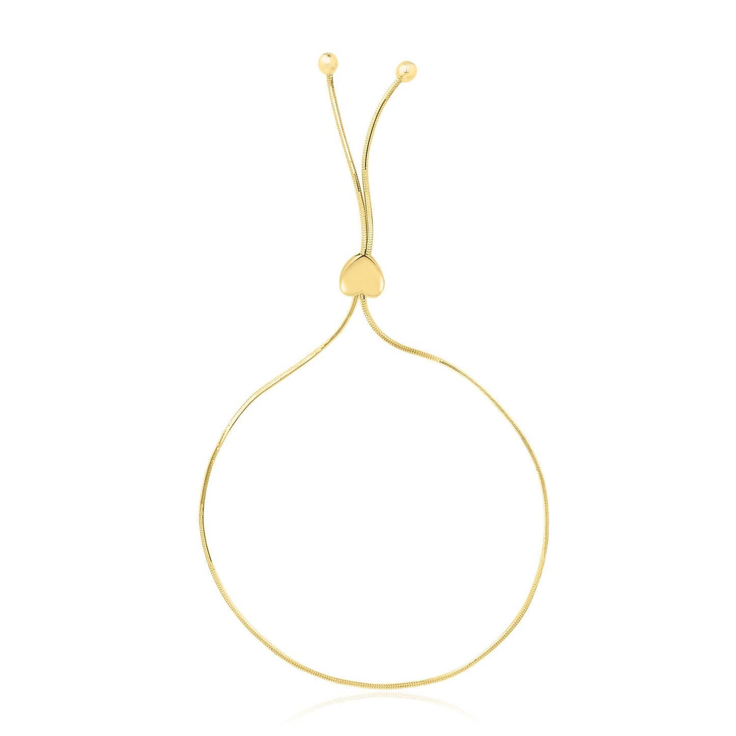 14 Karat Gelbgold verstellbares Armband im Lariat-Stil mit Herzmotiv