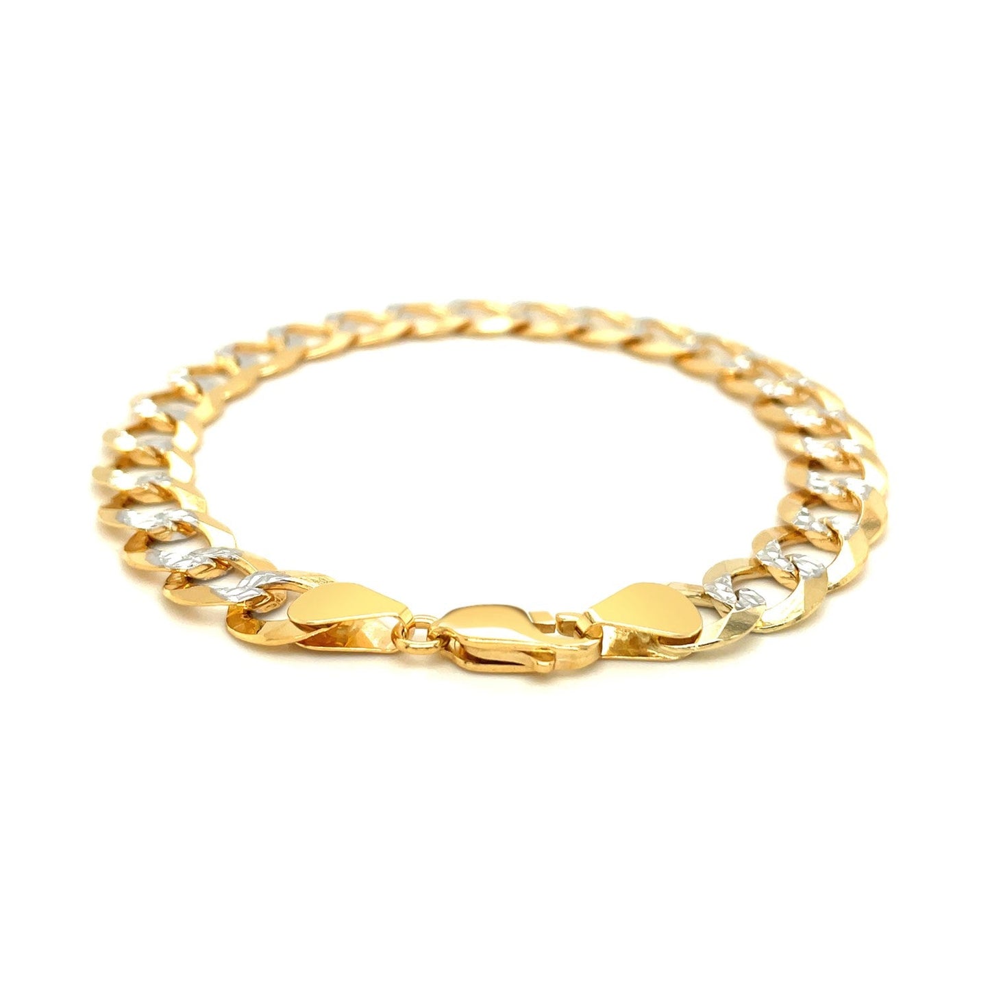 14k zweifarbiges Gold Pave Curb Armband (9,70 mm)