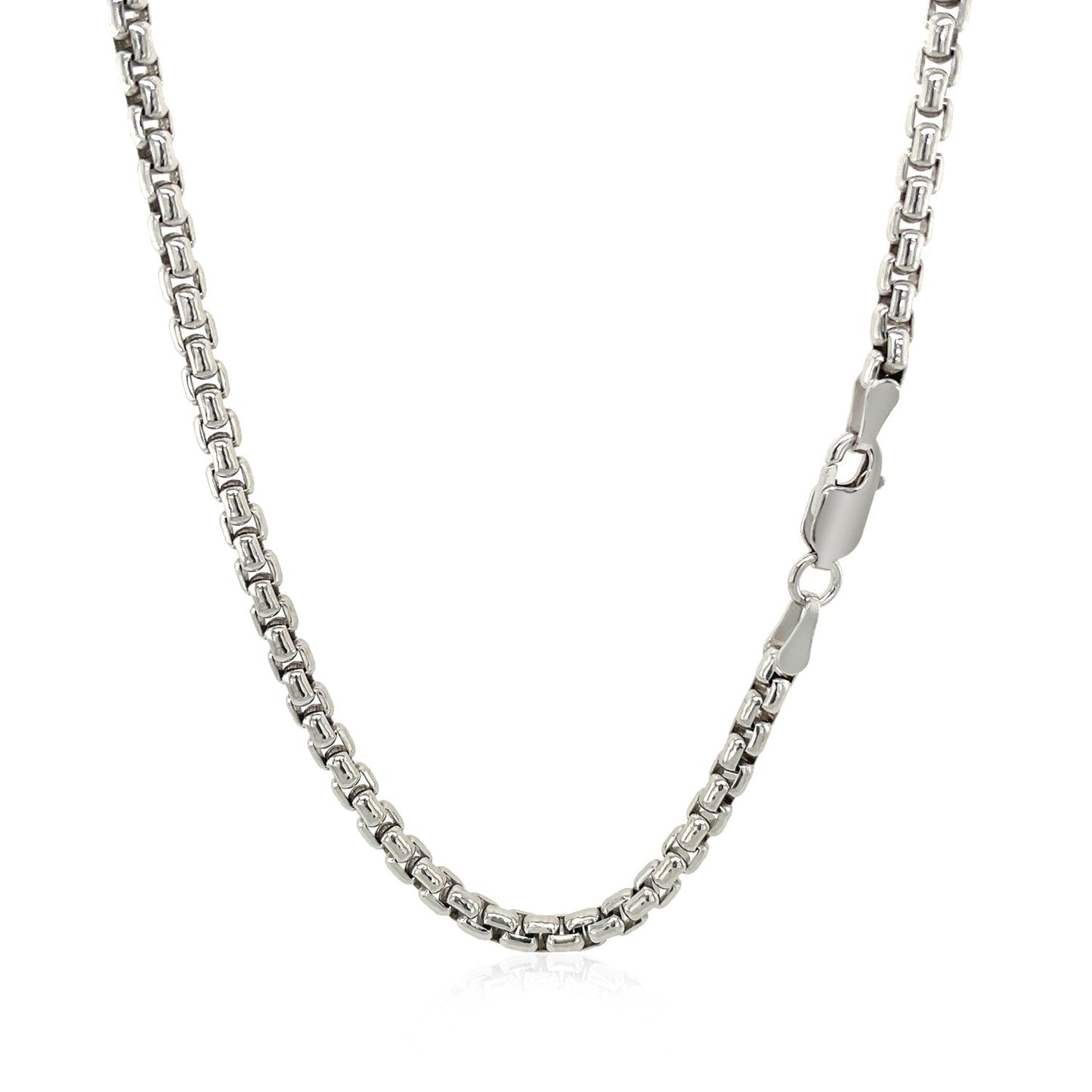 Sterling Silver Rhodium Plated Round Box Chain (3.00 mm) - ThisandThatShoppe