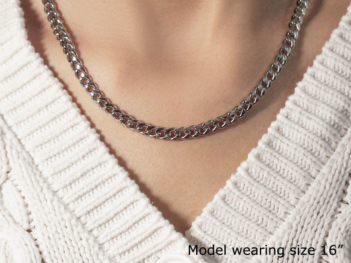 5.5mm 14k White Gold Miami Cuban Semi Solid Chain - ThisandThatShoppe