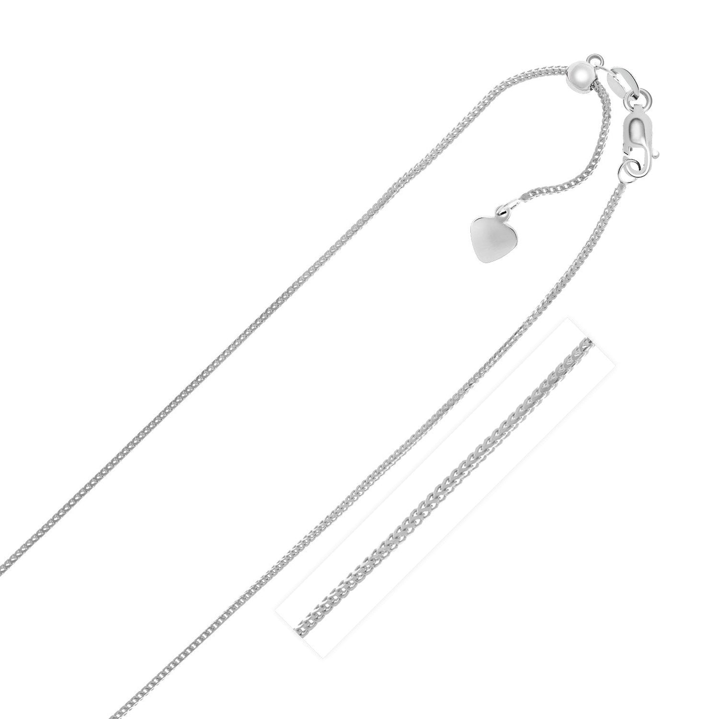 14k White Gold Adjustable Franco Chain (1.00 mm) - ThisandThatShoppe