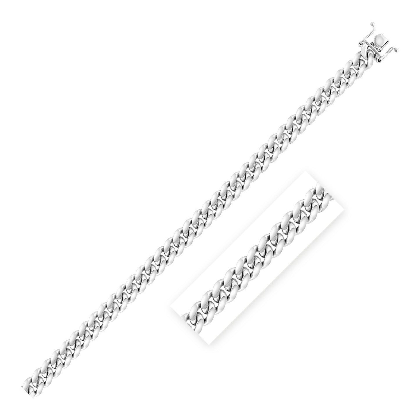 Sterling Silver Rhodium Plated Miami Cuban Chain (7.00 mm) - ThisandThatShoppe