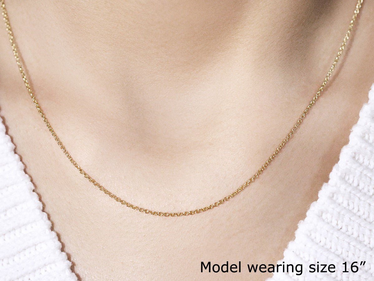 14k Yellow Gold Round Cable Link Chain (1.30 mm) - ThisandThatShoppe