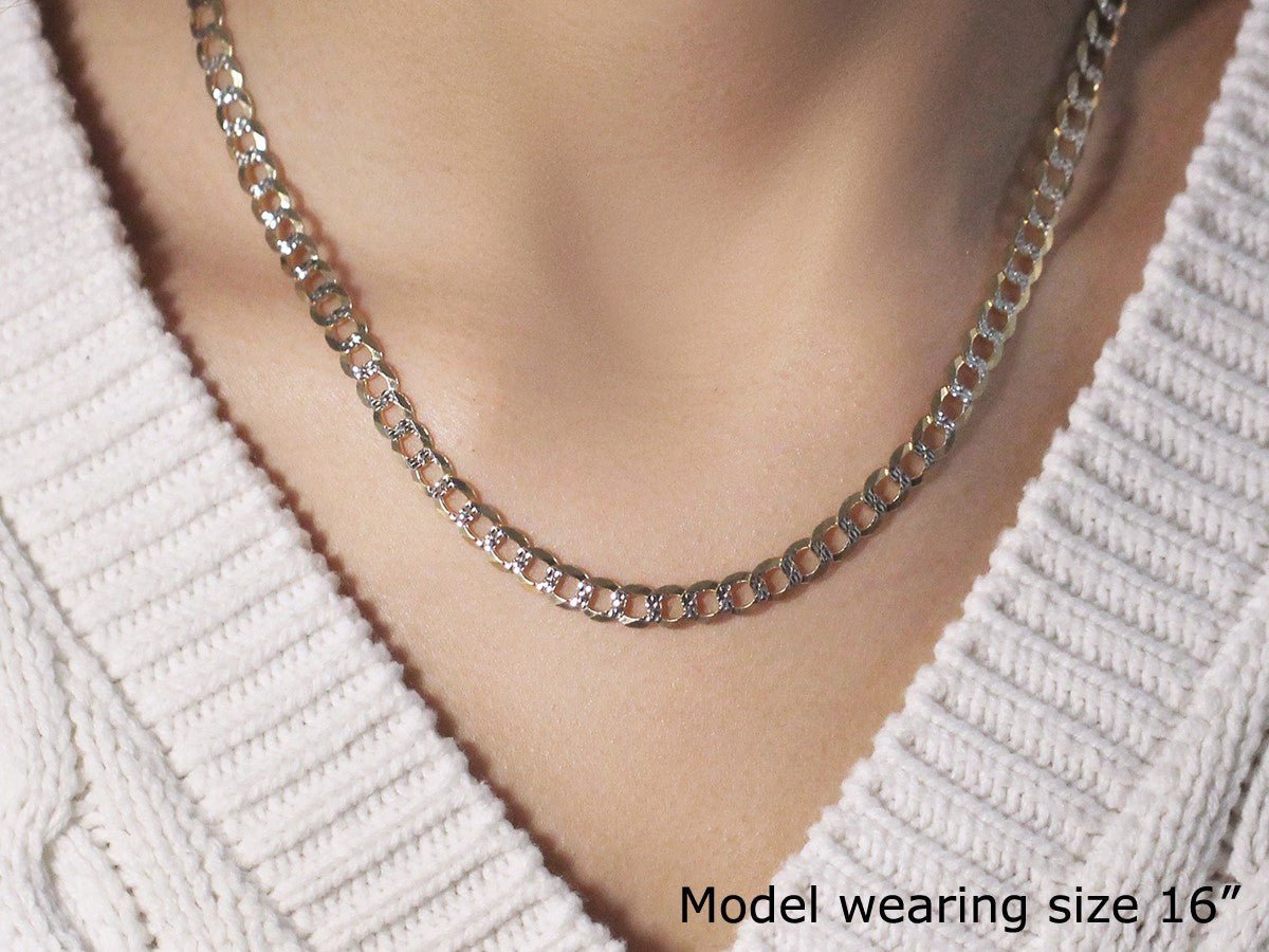 14k Two Tone Gold Pave Curb Chain (5.70 mm) - ThisandThatShoppe