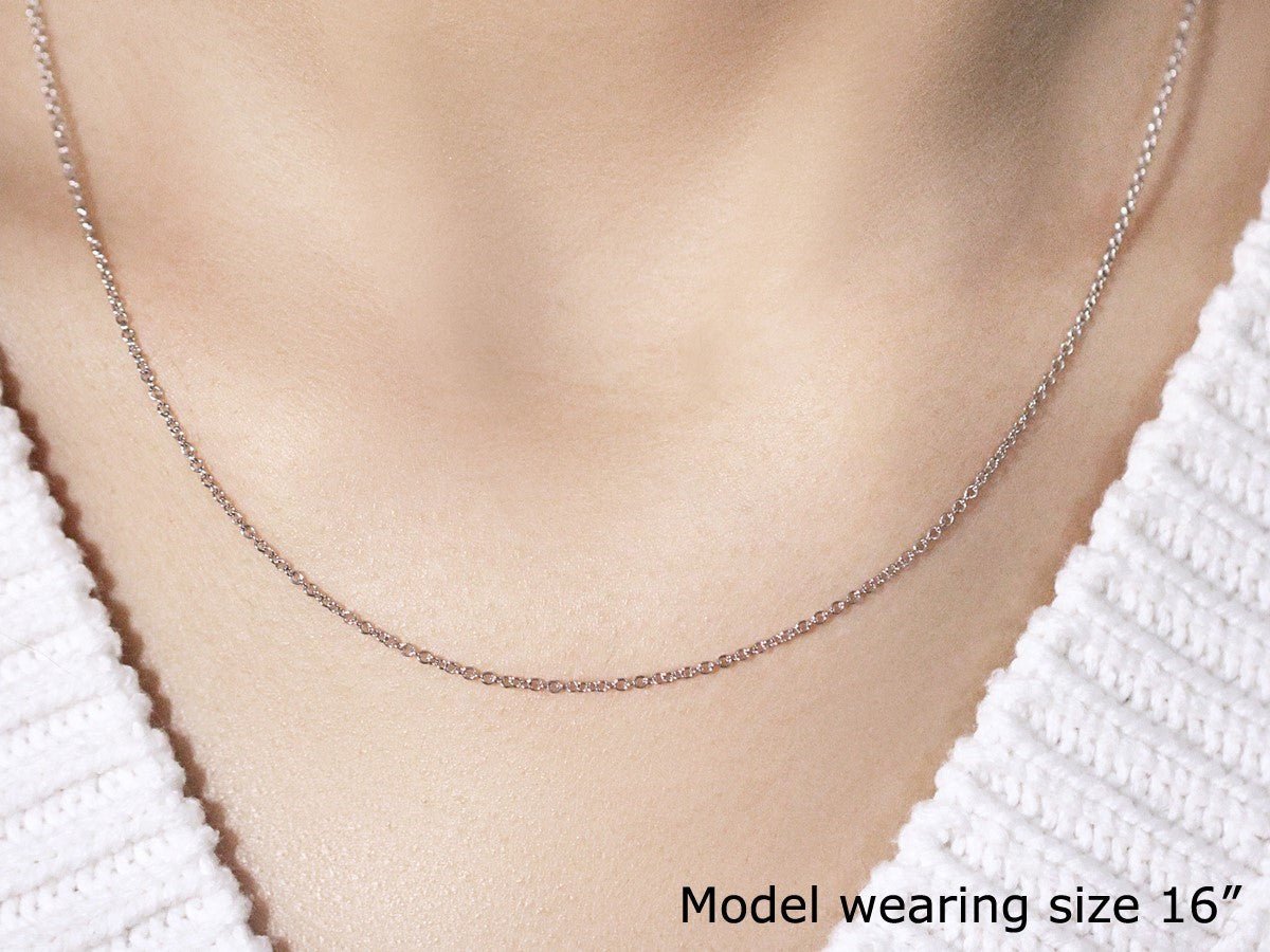 14k White Gold Round Cable Link Chain (1.30 mm) - ThisandThatShoppe
