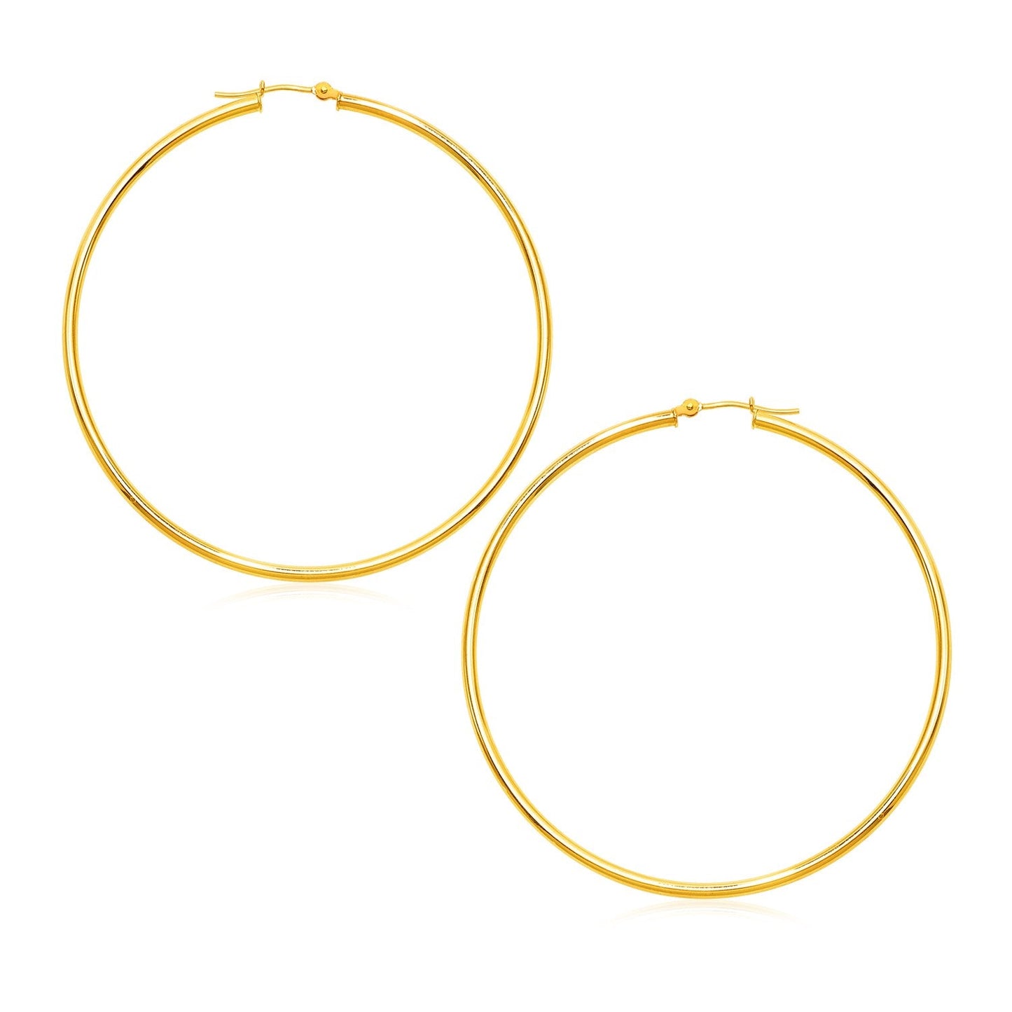 Boucles d'oreilles créoles rondes en or jaune 14 carats poli (2x60mm)