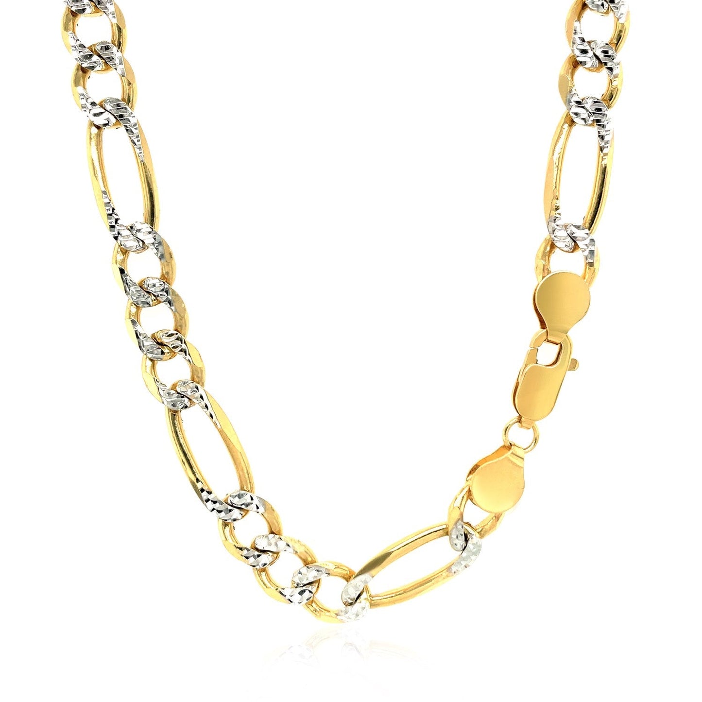 14K Yellow Gold Solid Pave Figaro Chain (7.00 mm) - ThisandThatShoppe