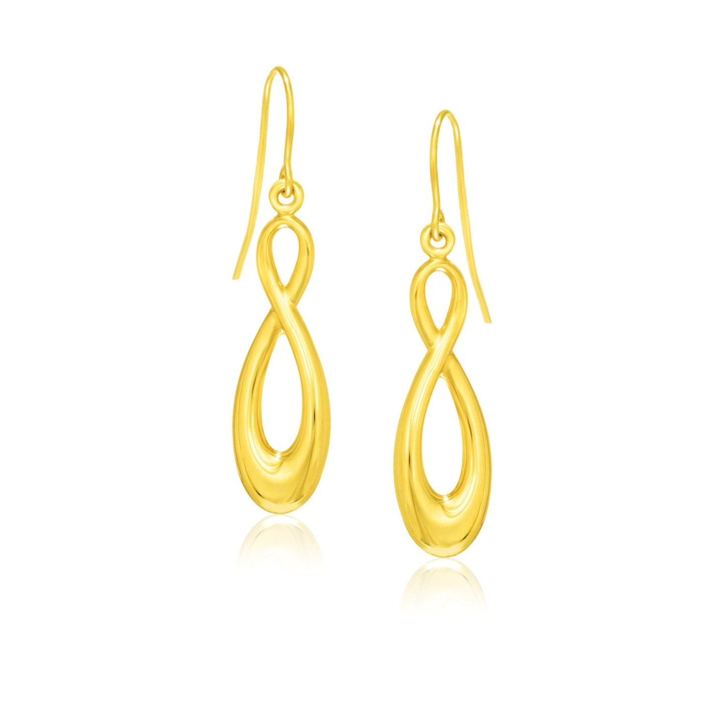 Boucles d'oreilles en or jaune 14 carats, poli, motif infini