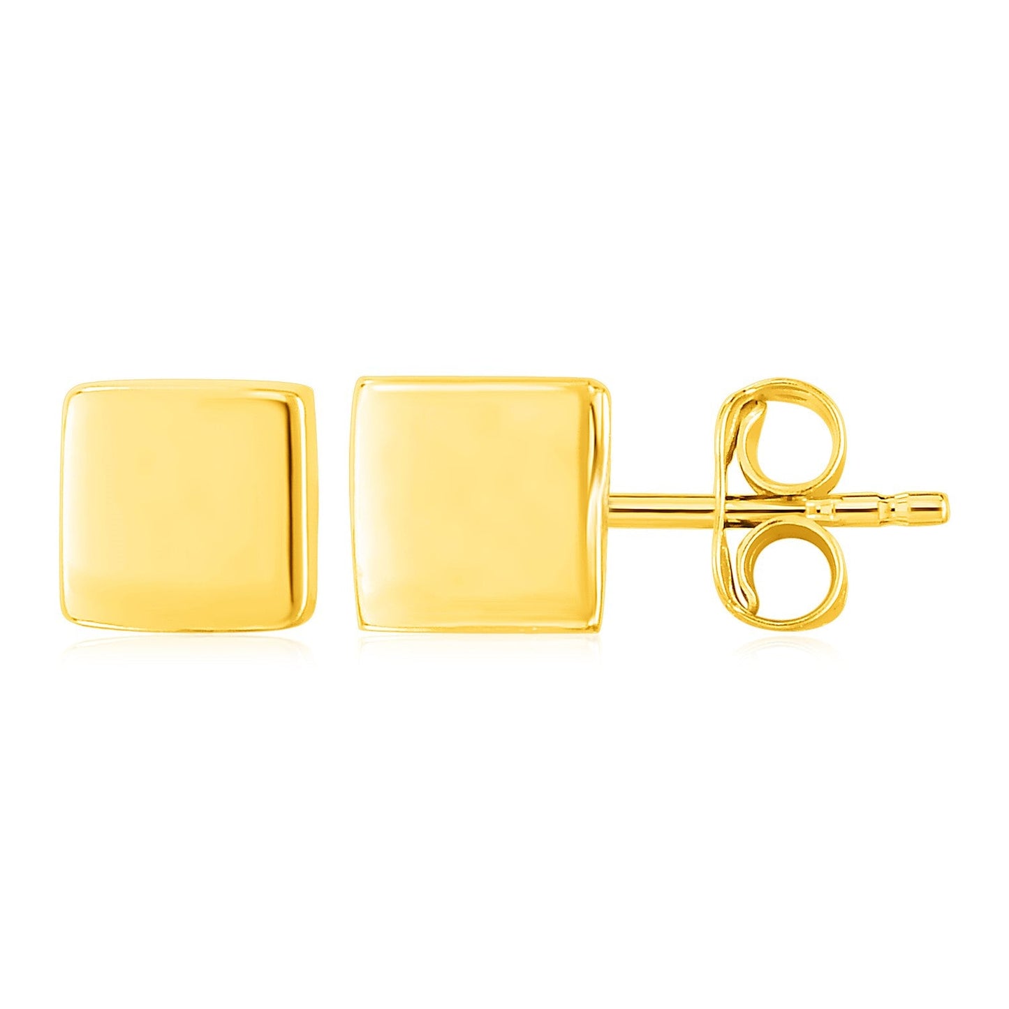 Ohrstecker mit poliertem Würfel aus 14 Karat Gelbgold