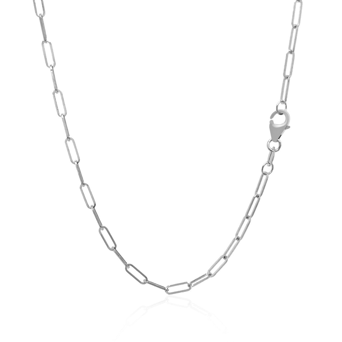 14K White Gold Delicate Paperclip Chain (2.10 mm) - ThisandThatShoppe
