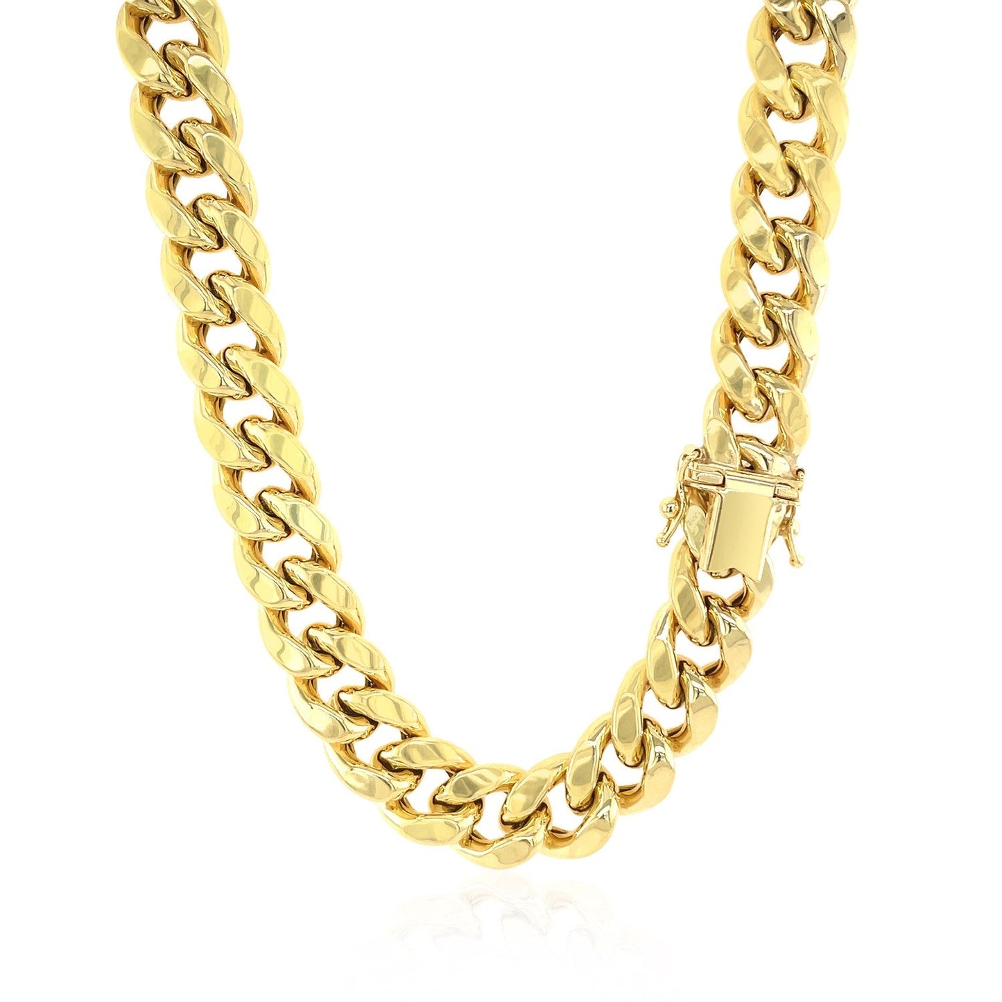 14k Yellow Gold Semi Solid Miami Cuban Chain (10.70 mm) - ThisandThatShoppe