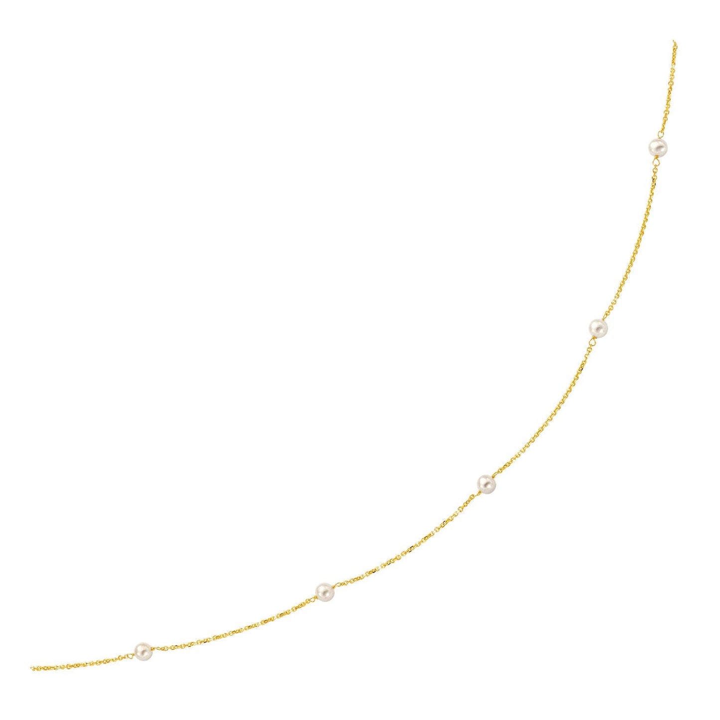 14k Yellow Gold Necklace with White Pearls - ThisandThatShoppe