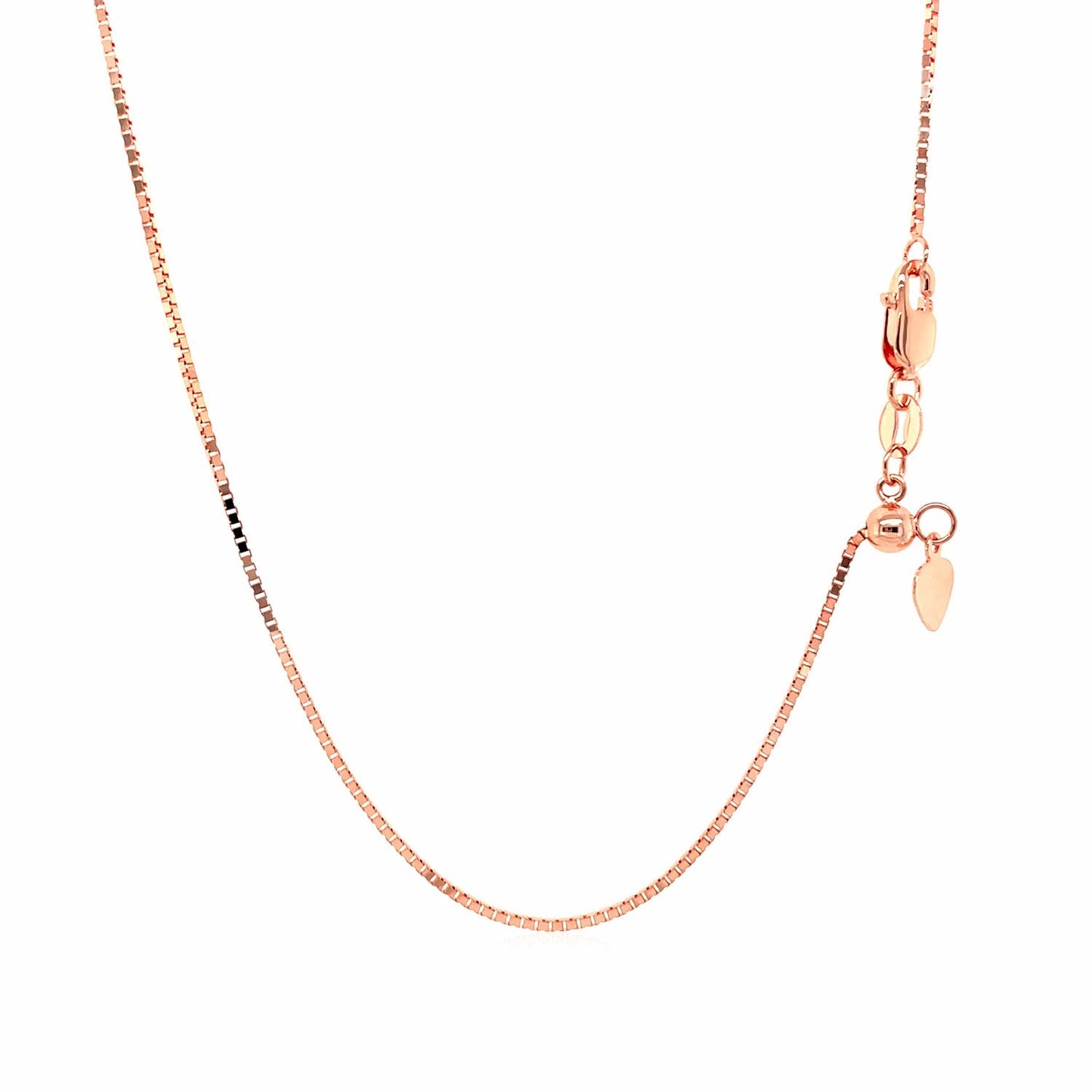 14k Rose Gold Adjustable Box Chain 0.85mm - ThisandThatShoppe