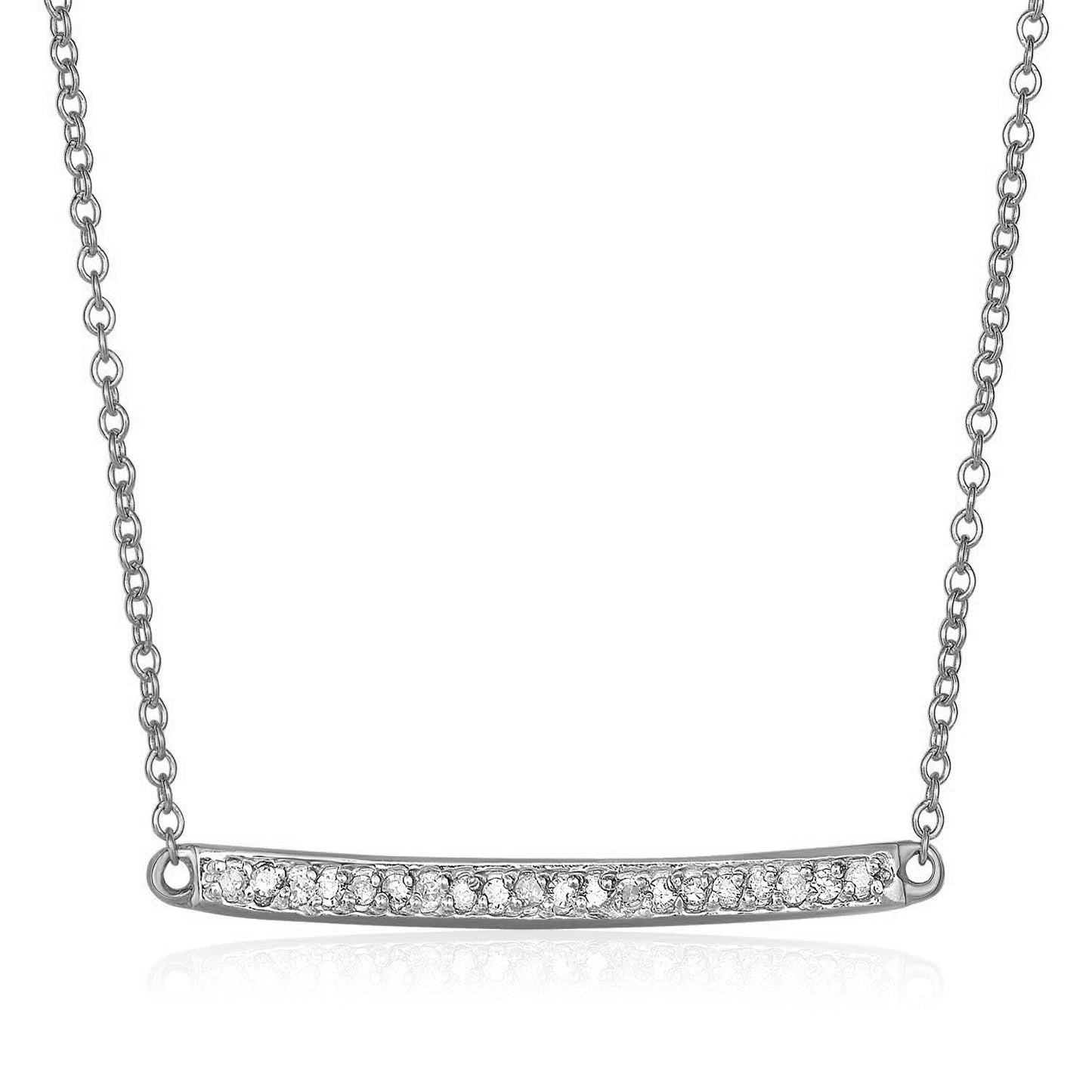 14k White Gold Necklace with Gold and Diamond Bar (1/10 cttw) - ThisandThatShoppe