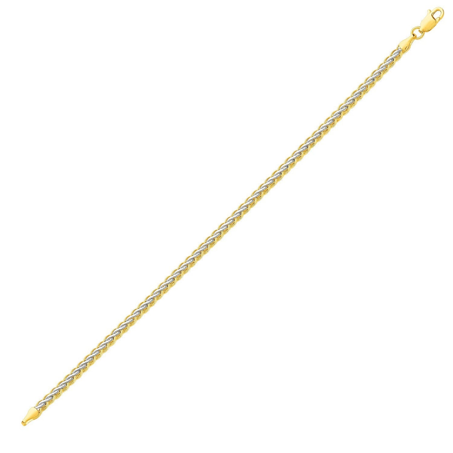 Zweifarbiges Armband mit feiner Weizenkette aus 10k Gelb- und Weißgold