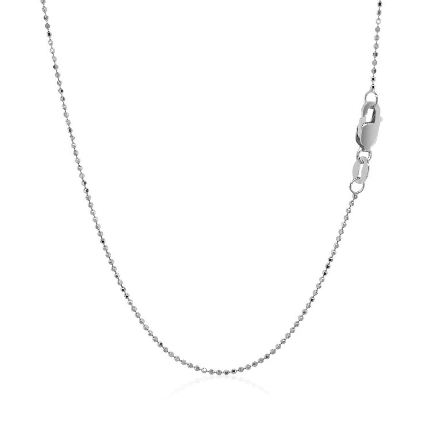 14k White Gold Diamond Cut Bead Chain (0.90 mm) - ThisandThatShoppe