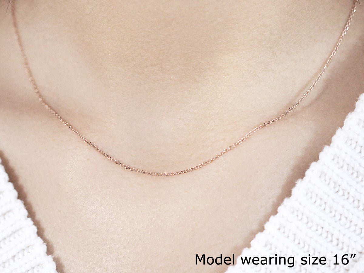 14k Rose Gold Diamond Cut Cable Link Chain (1.10 mm) - ThisandThatShoppe