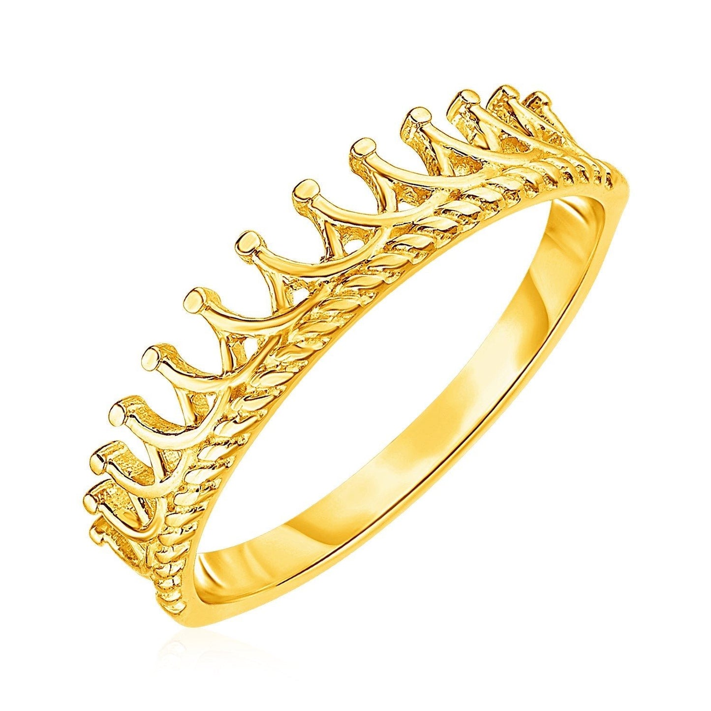 14k Yellow Gold Crown Motif Ring - ThisandThatShoppe