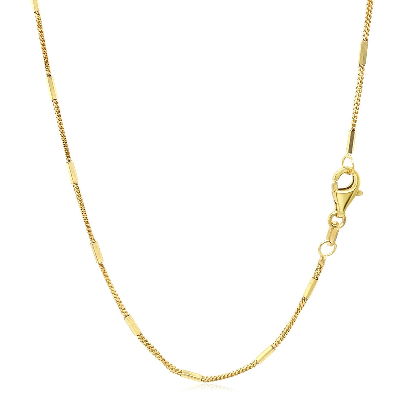 Diamond Cut Bar Links Pendant Chain in 14k Yellow Gold (1.3mm) - ThisandThatShoppe