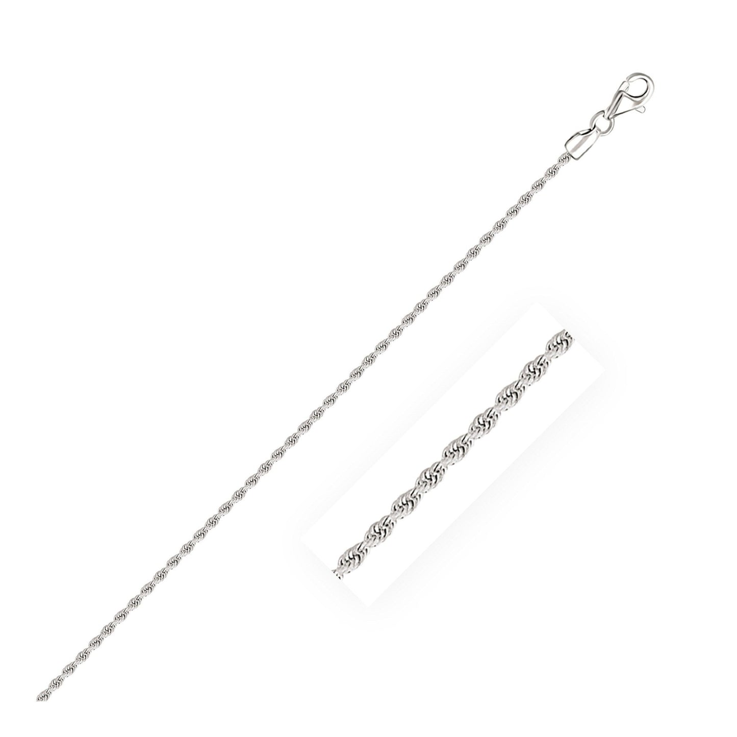 2.0mm 14k White Gold Diamond Cut Rope Anklet - ThisandThatShoppe