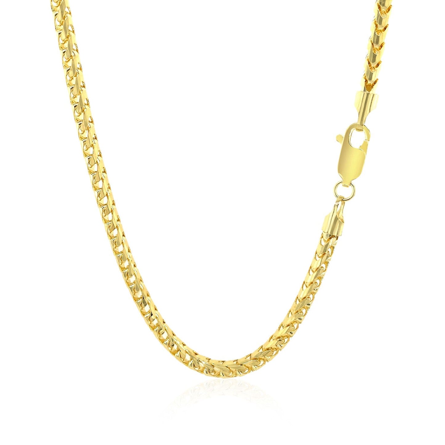 14k Yellow Solid Gold Diamond Cut Round Franco Chain (3.10 mm) - ThisandThatShoppe