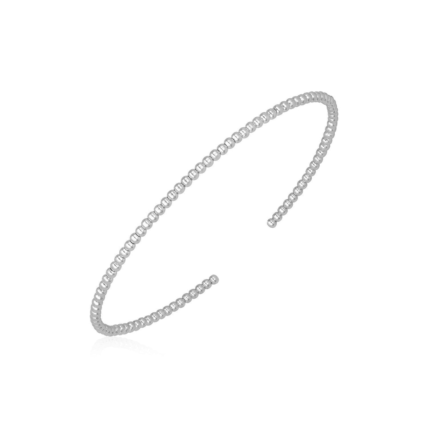 Bracelet jonc en perles d'or blanc 14 carats, finition polie (2 mm)