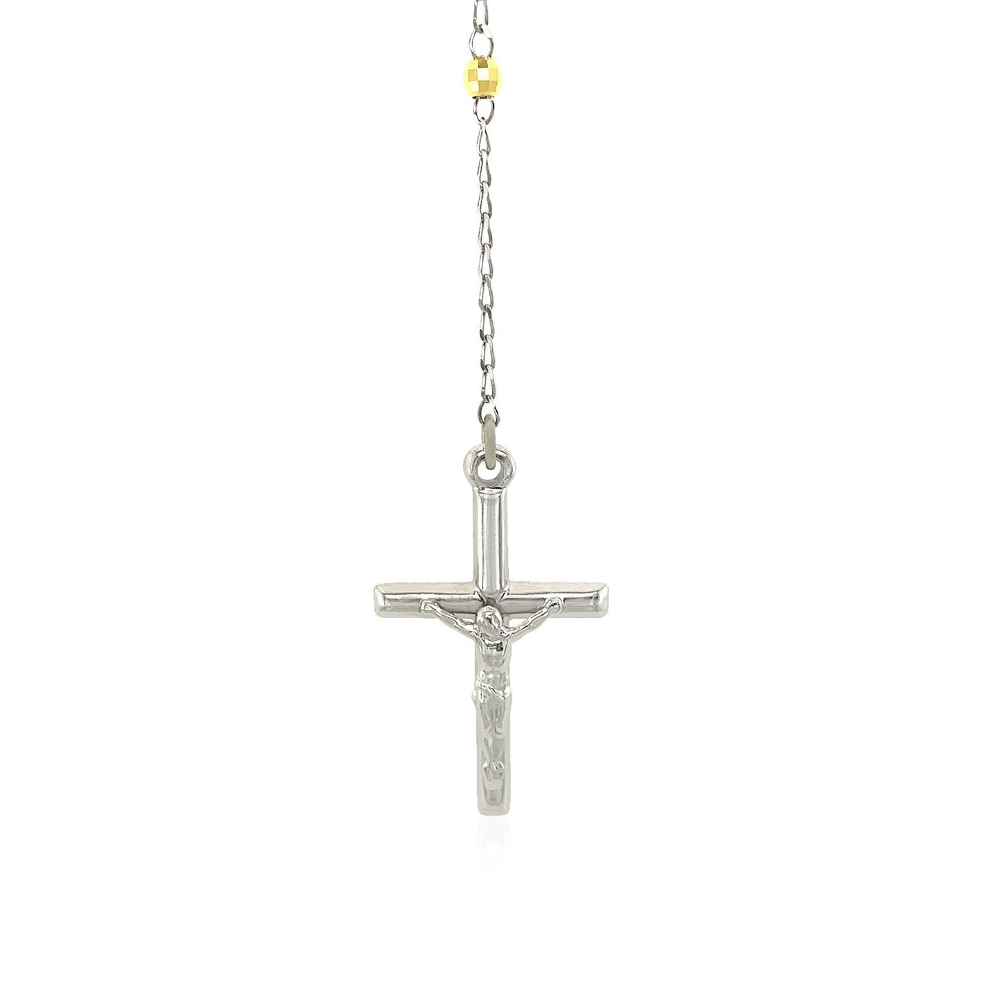 Three Toned Rosary Chain and Bead Necklace in Sterling Silver - ThisandThatShoppe
