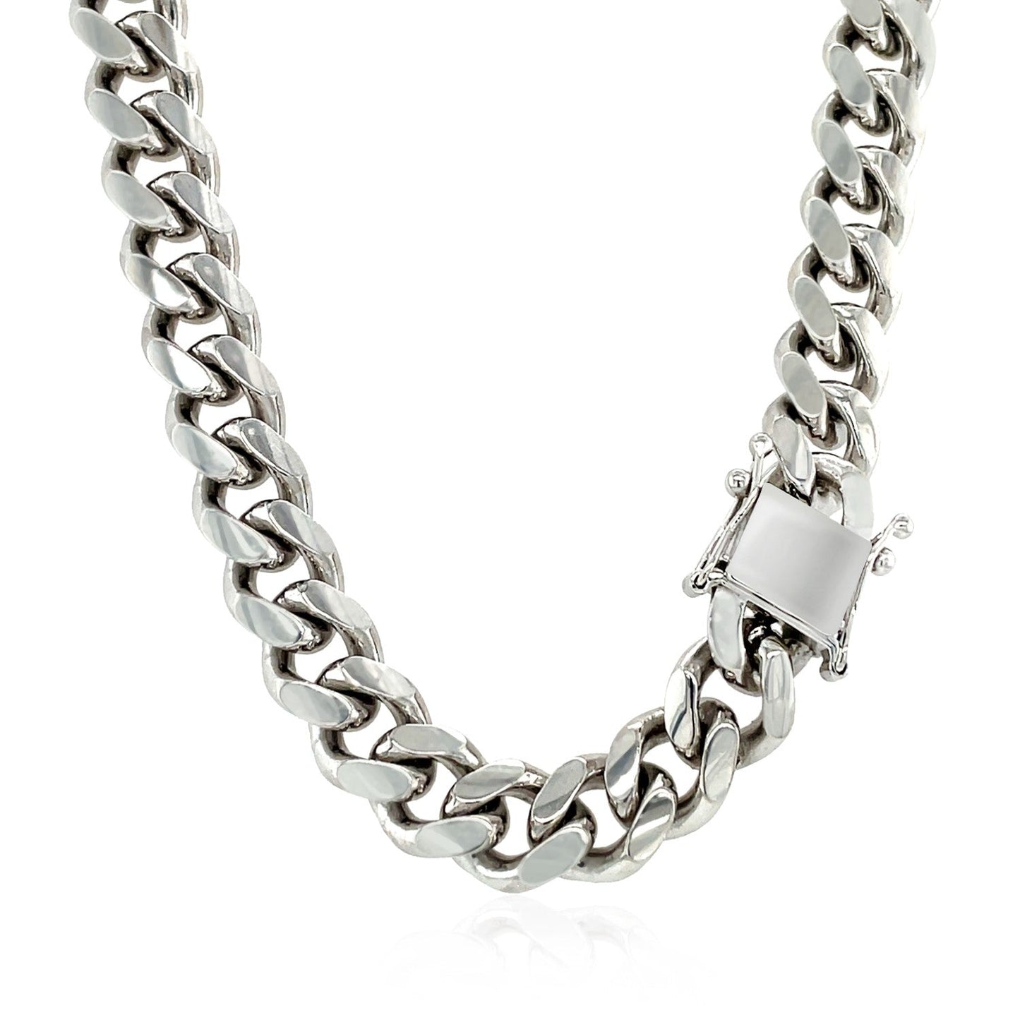 Sterling Silver Rhodium Plated Miami Cuban Chain (8.40 mm) - ThisandThatShoppe