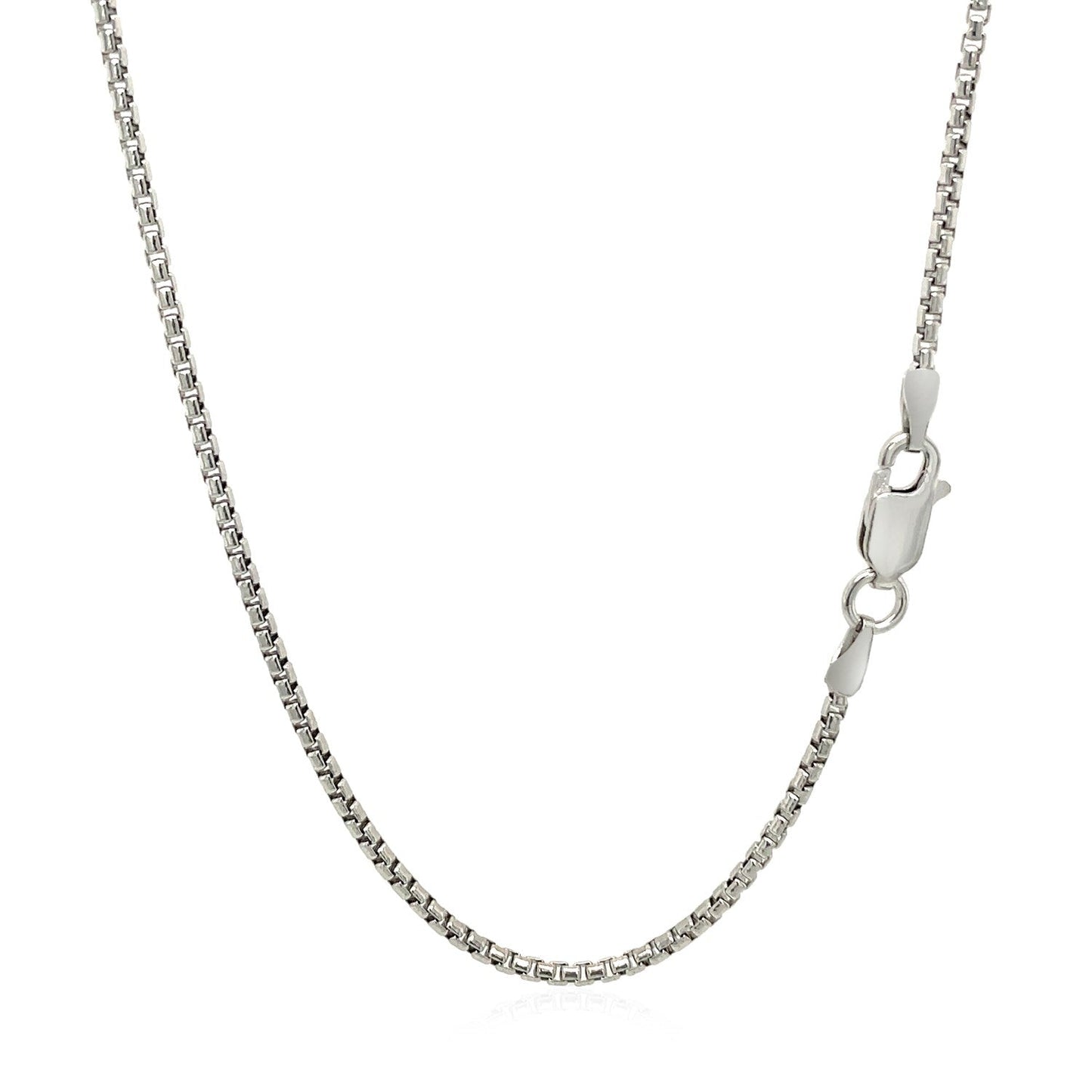 Sterling Silver Rhodium Plated Round Box Chain 1.5mm - ThisandThatShoppe