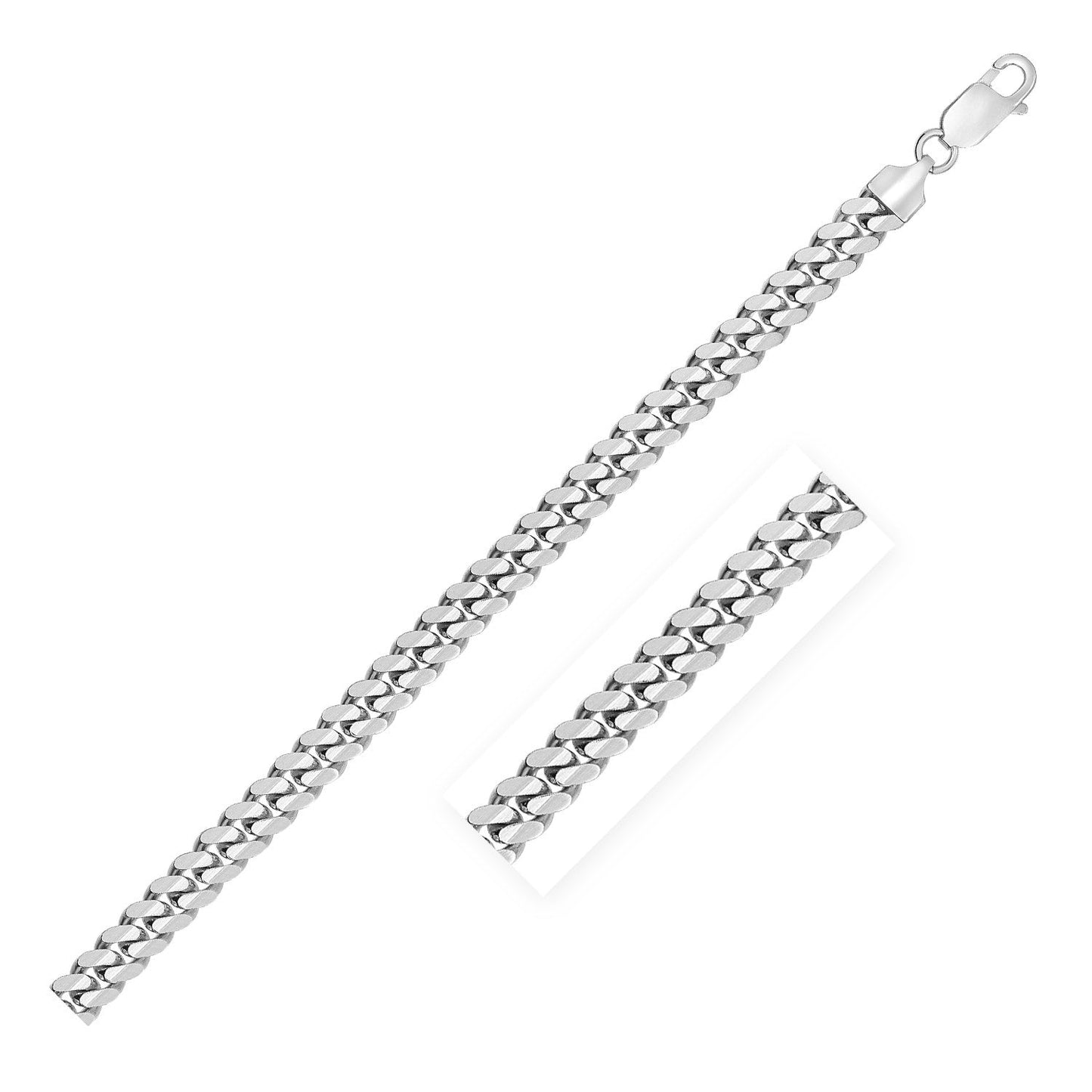 Sterling Silver Rhodium Plated Miami Cuban Chain 6.2mm - ThisandThatShoppe