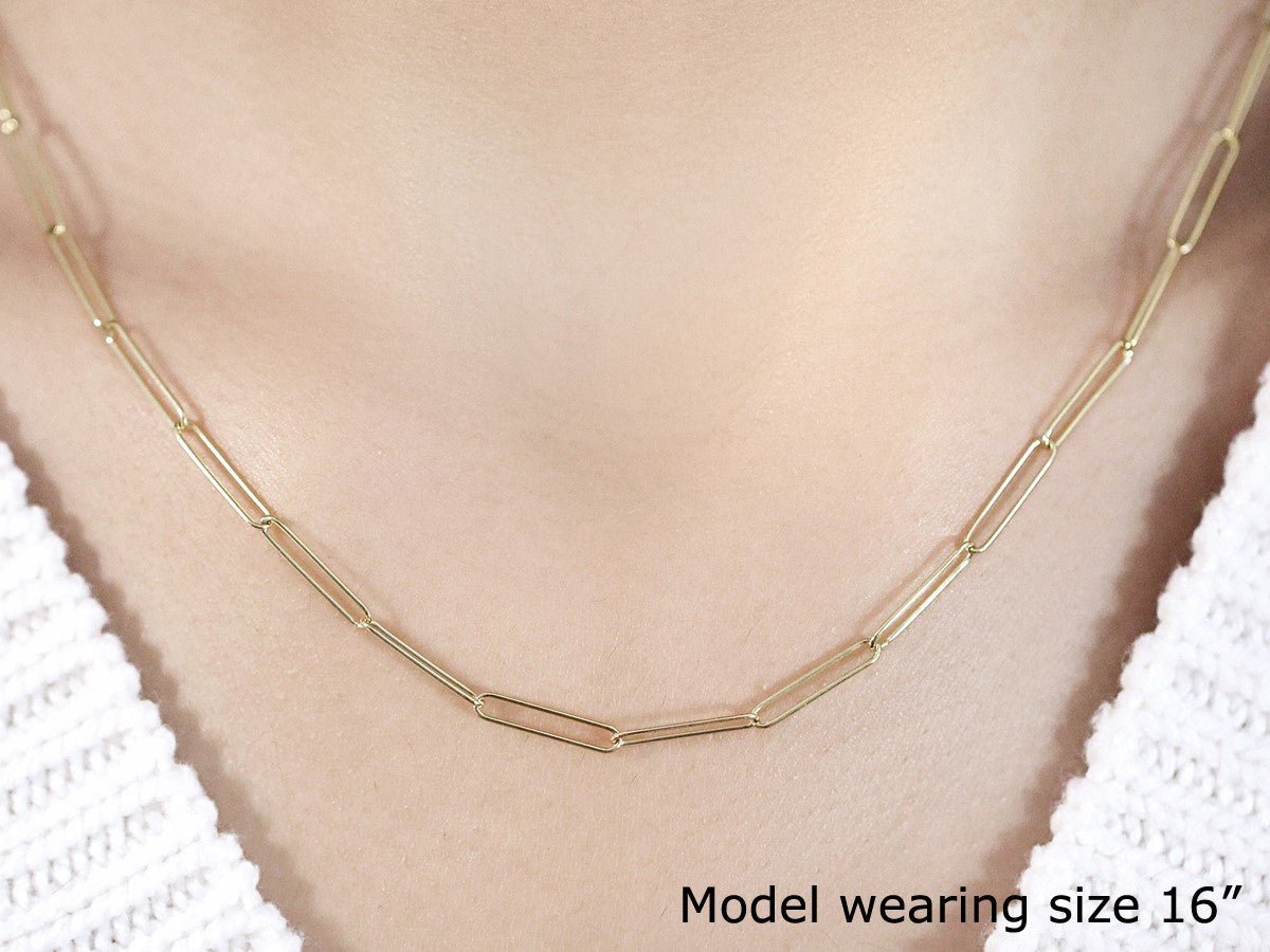 14k Yellow Gold Wire Paperclip Chain (2.70 mm) - ThisandThatShoppe
