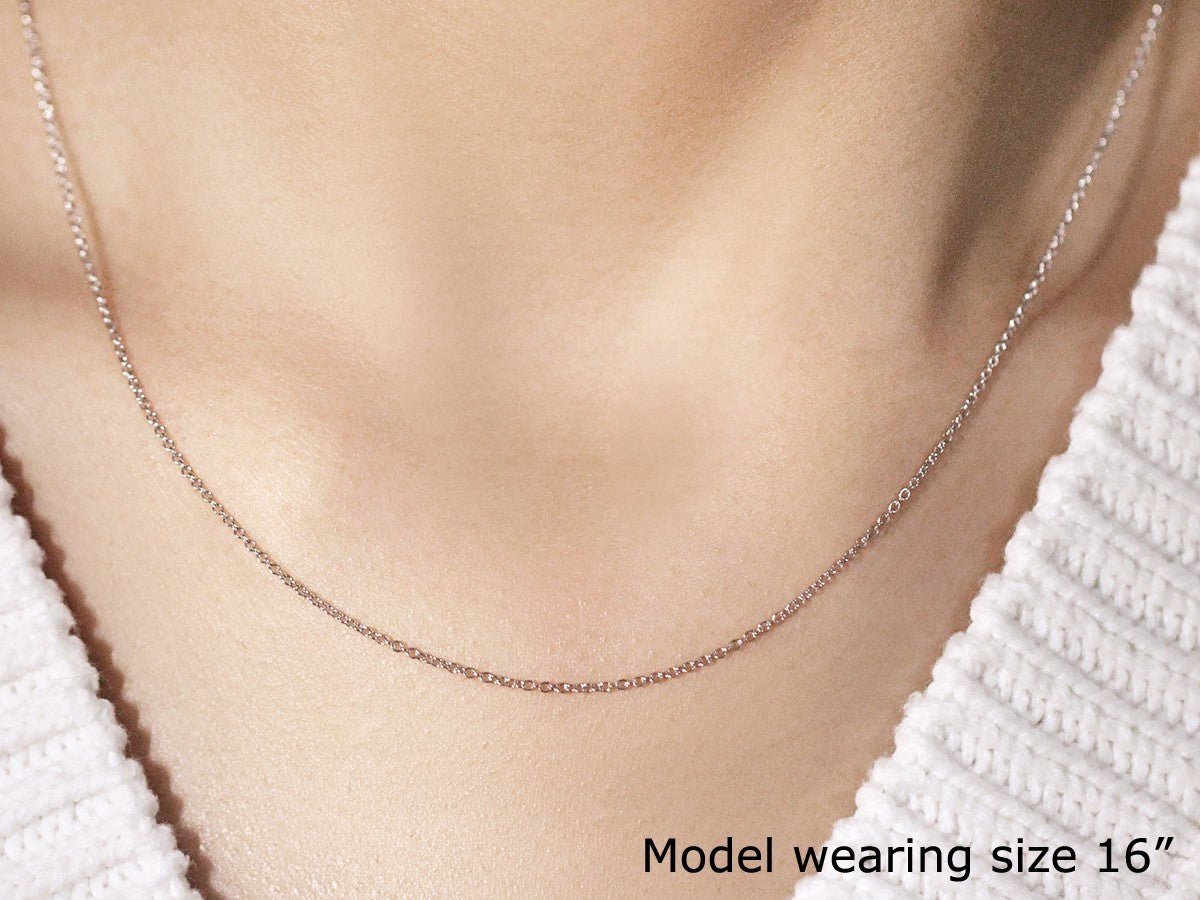 14k White Gold Round Cable Link Chain (1.10 mm) - ThisandThatShoppe