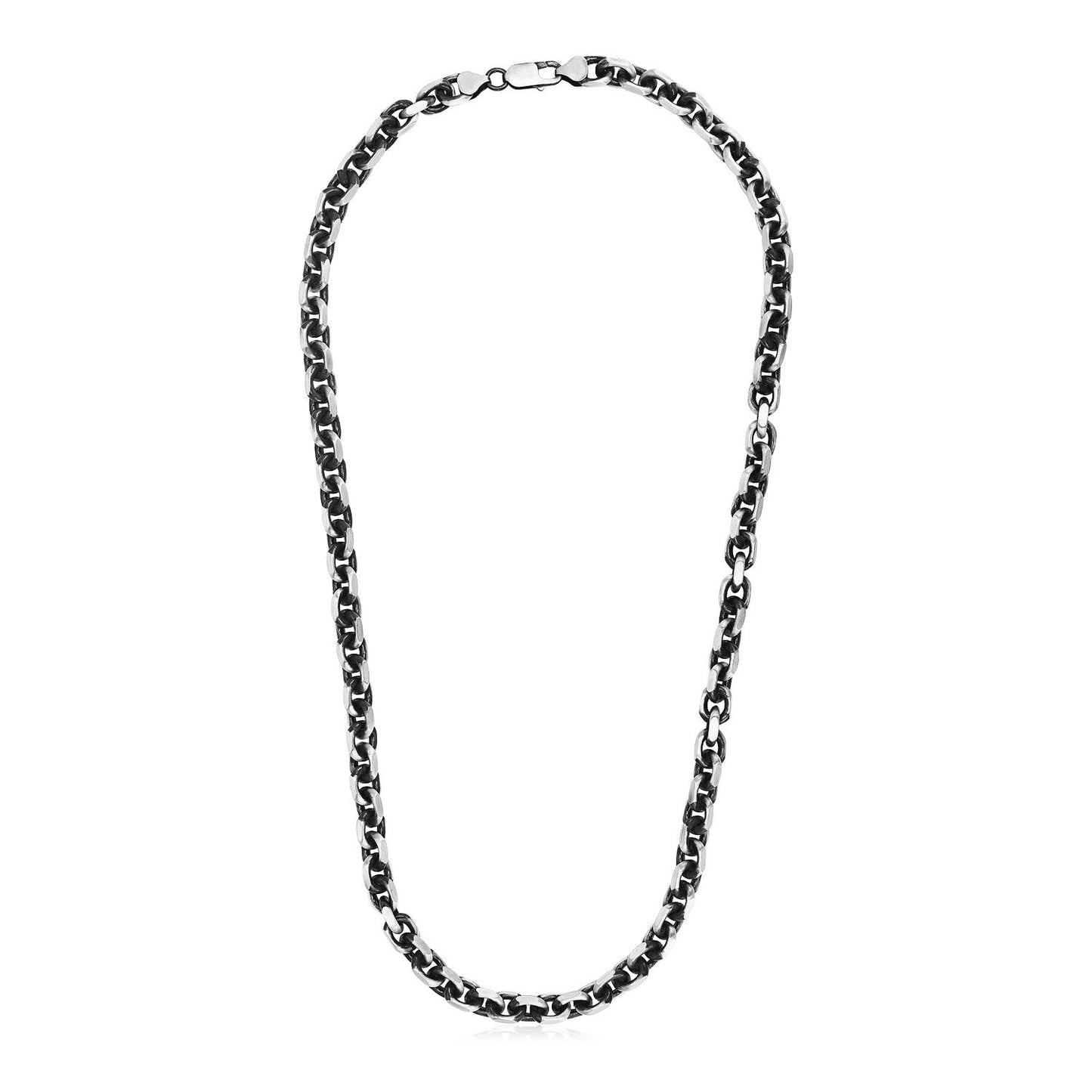 Sterling Silver Gunmetal Finish Oval Link Necklace - ThisandThatShoppe