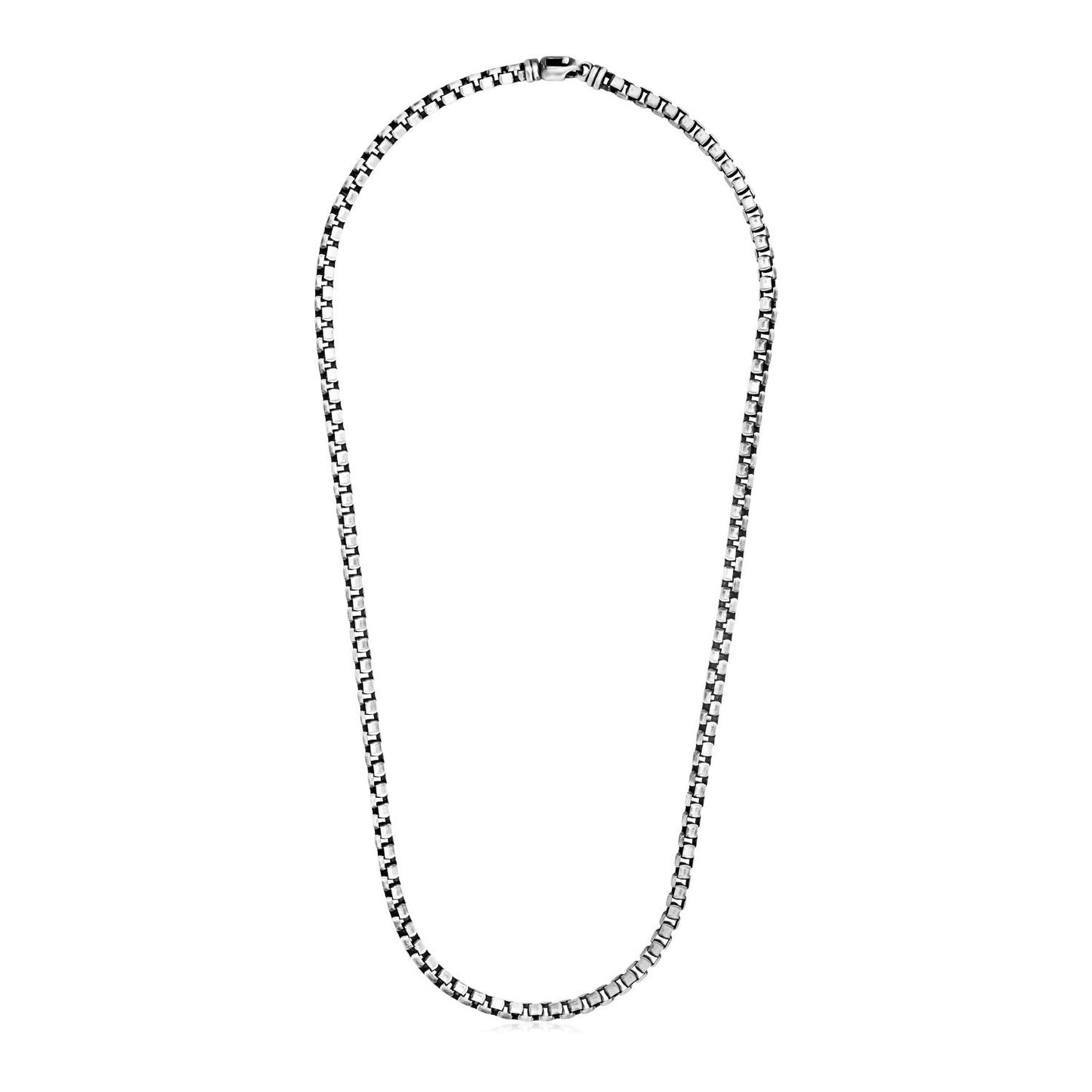Sterling Silver Gunmetal Finish Round Box Chain Necklace - ThisandThatShoppe