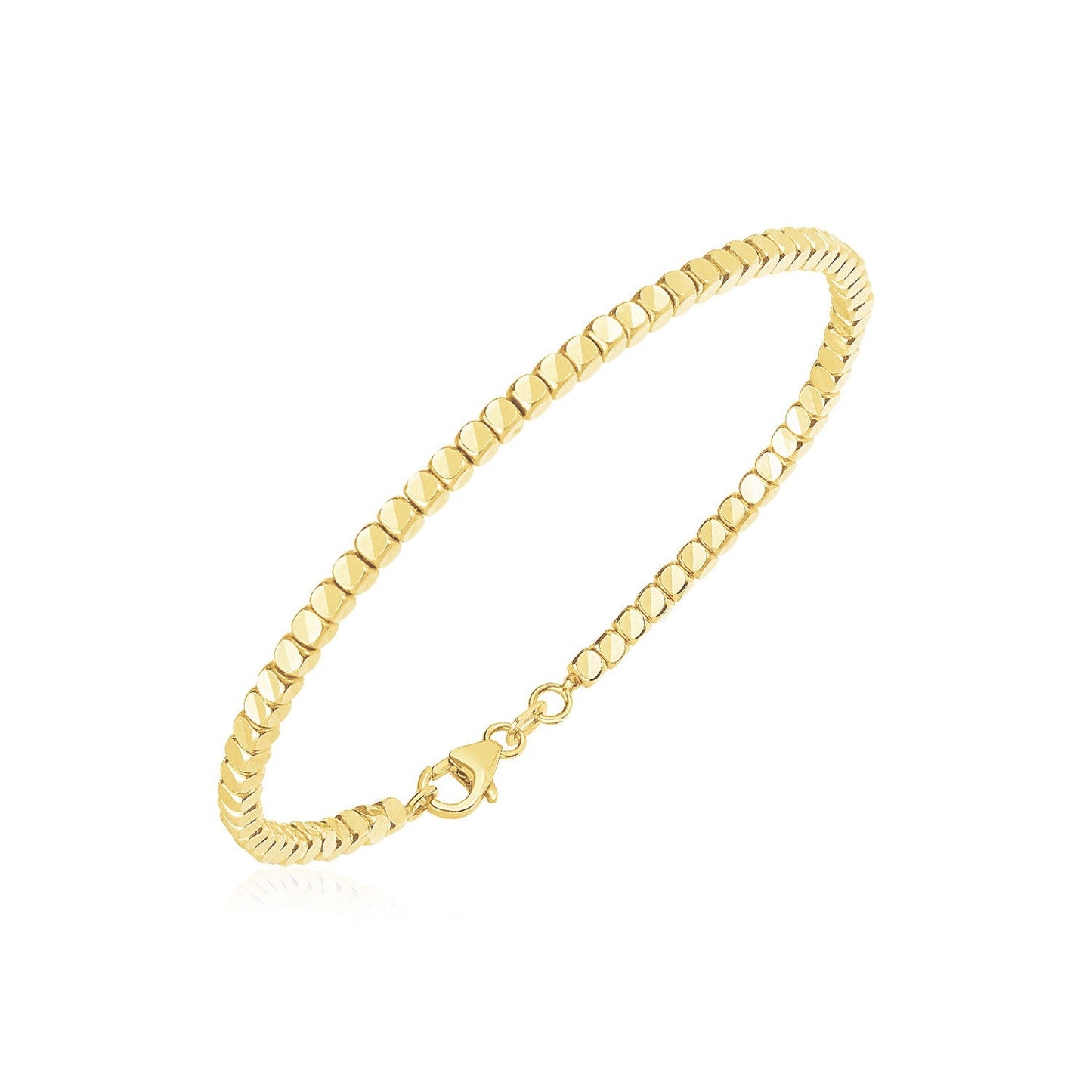 Bracelet manchette jonc perlé en or jaune 14 carats poli