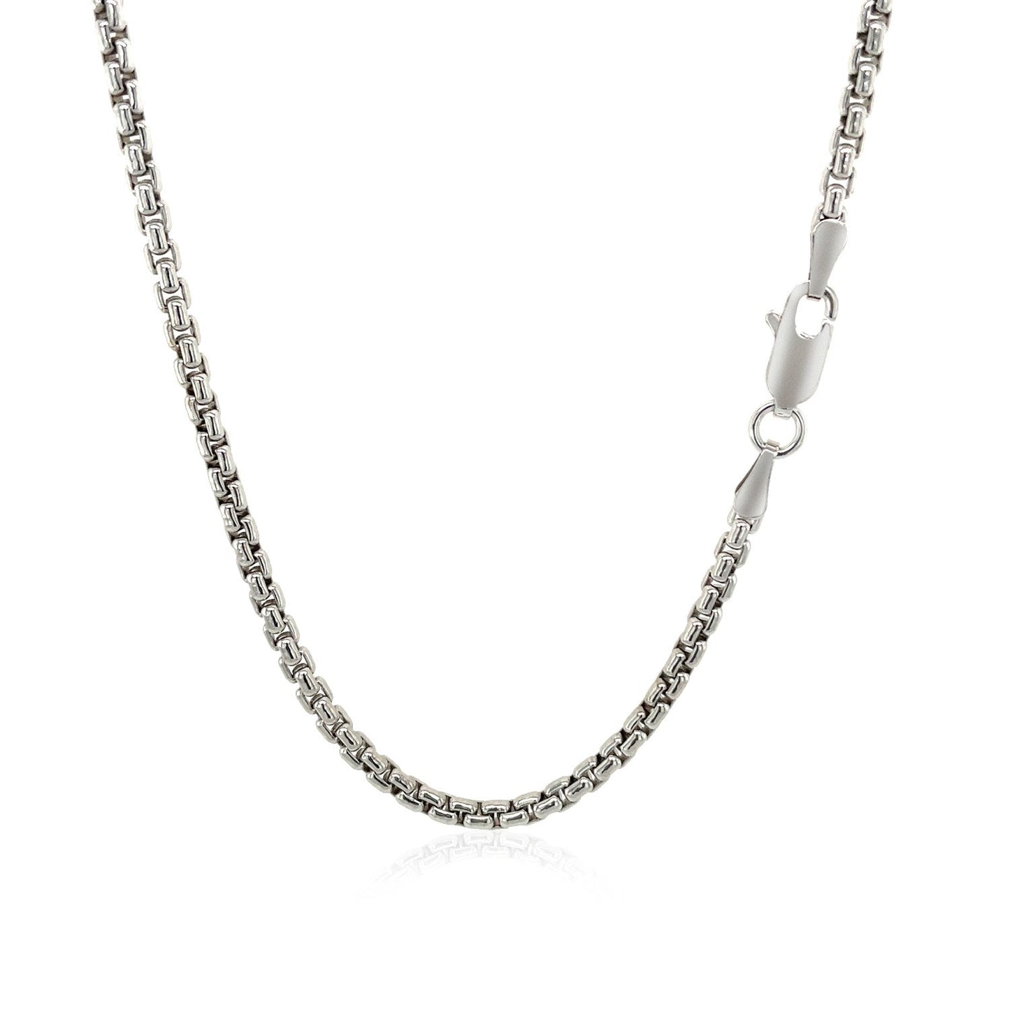 Sterling Silver Rhodium Plated Round Box Chain (2.20 mm) - ThisandThatShoppe