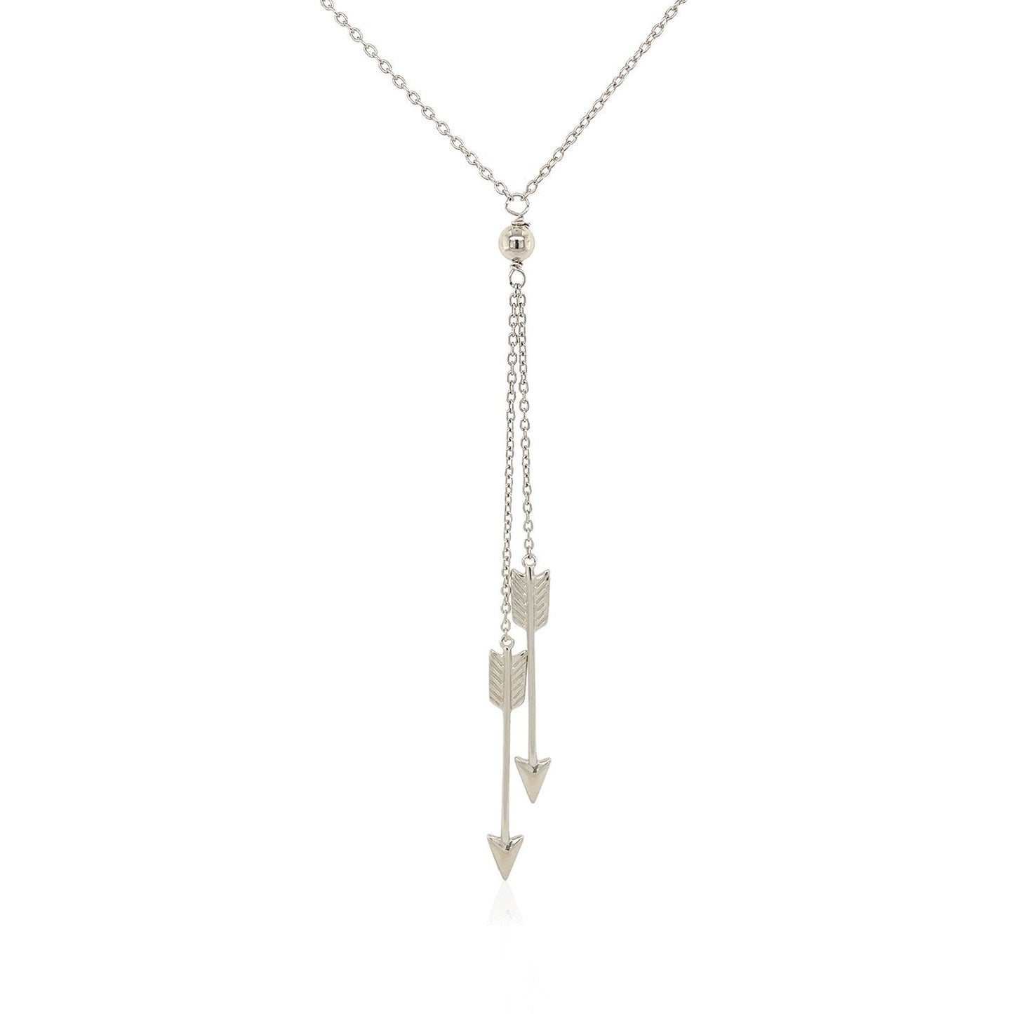 Sterling Silver 18 inch Lariat Necklace with Two Arrows - ThisandThatShoppe