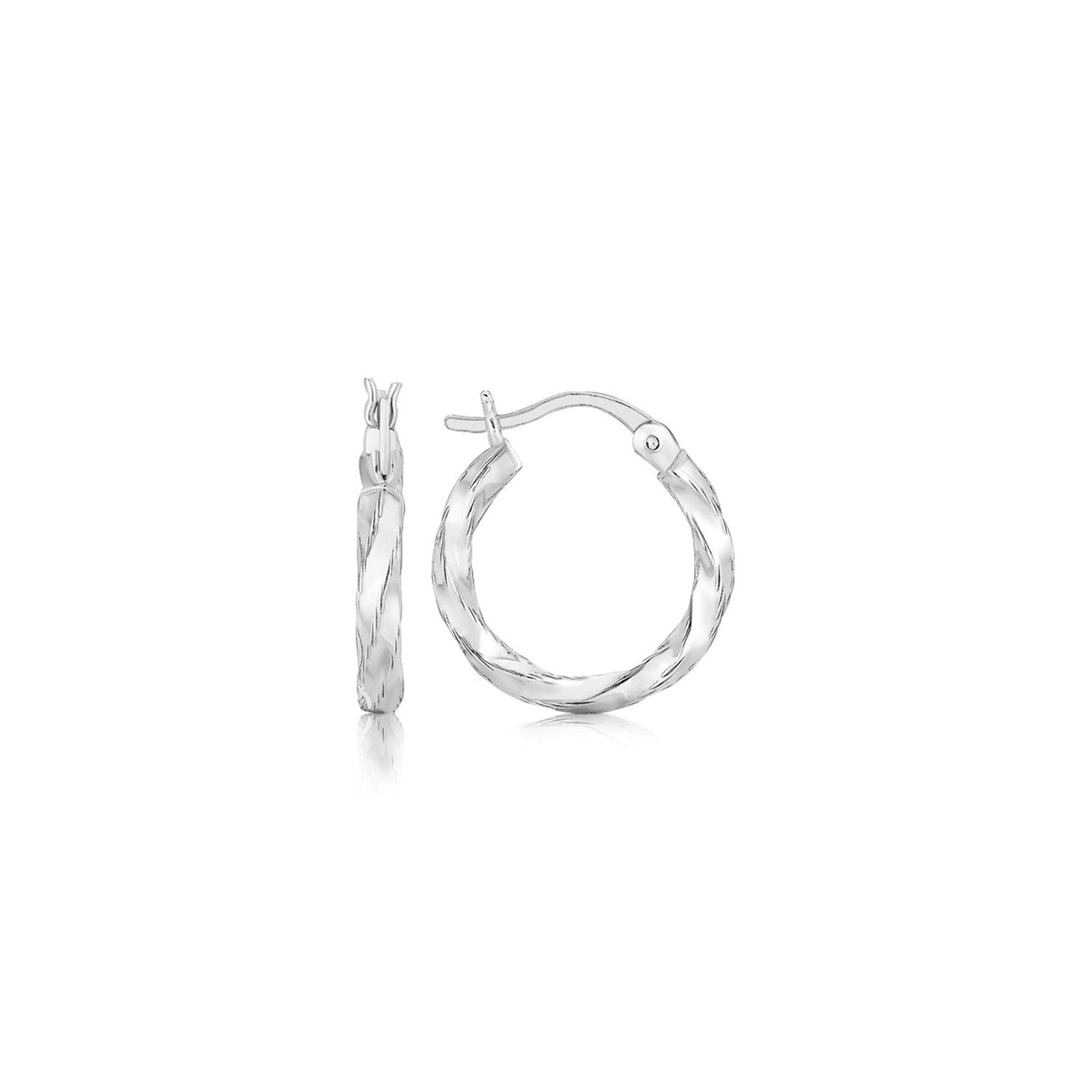 Ohrringe Creolen mit gedrehtem Design, Sterlingsilber, poliert