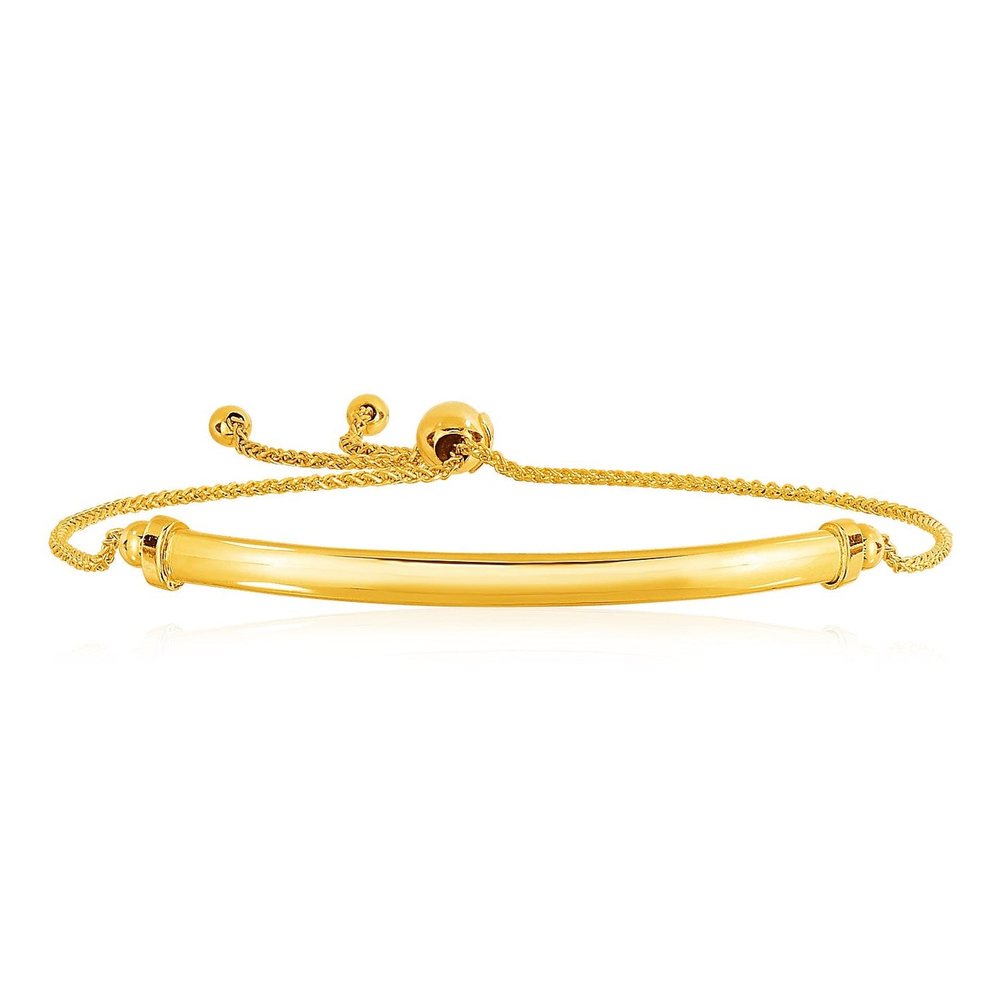 14k Gelbgold geschwungener Barren und Lariat-Armband (1,00 mm)