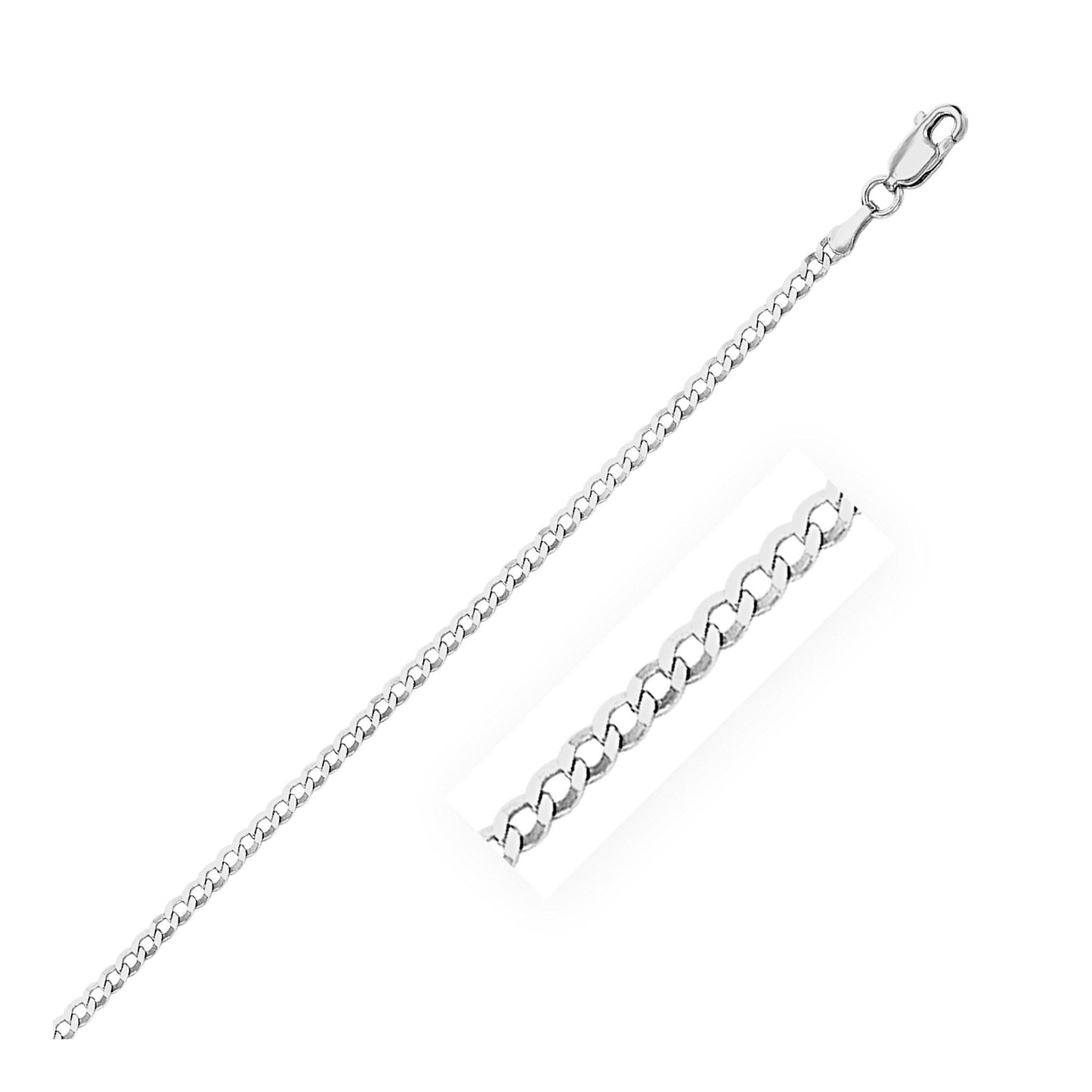 2.6mm 14k White Gold Curb Link Anklet - ThisandThatShoppe