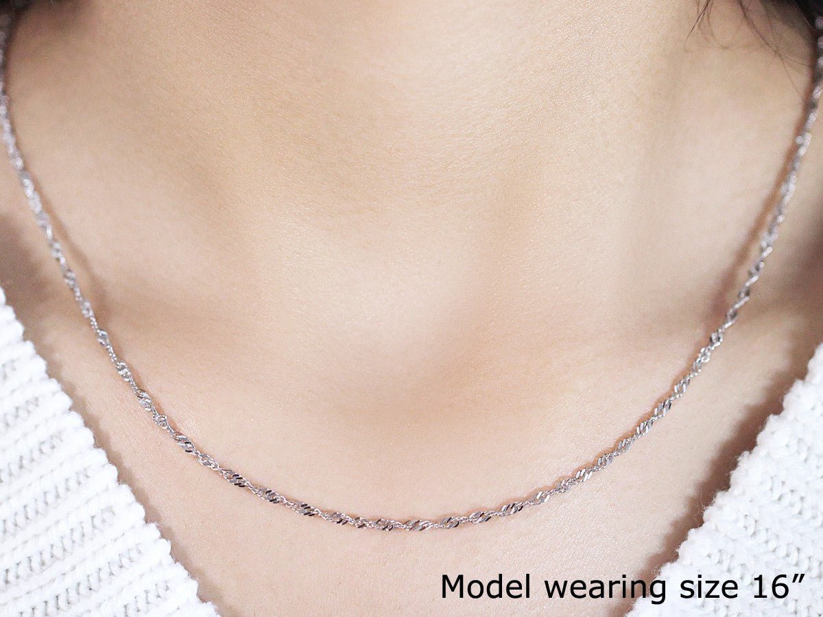 14k White Gold Singapore Chain (1.80 mm) - ThisandThatShoppe